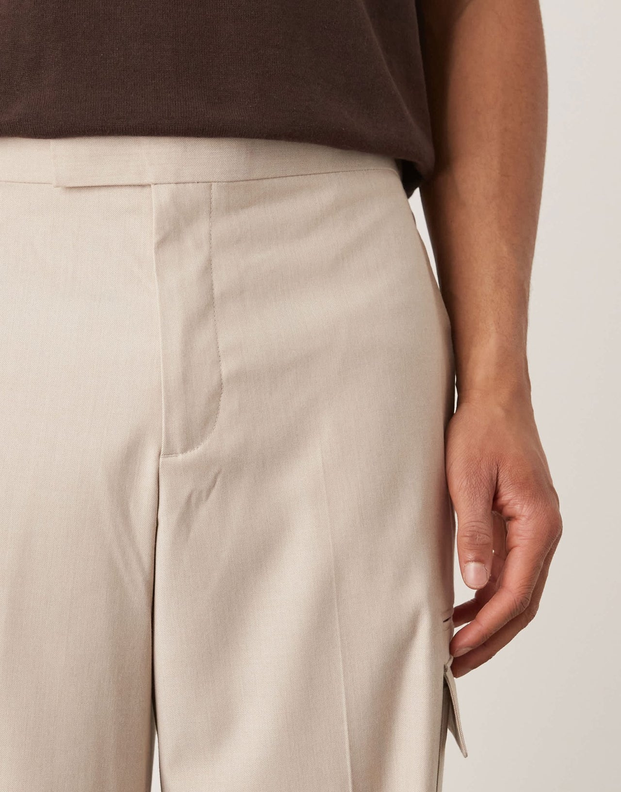 ASOS DESIGN smart wide leg cargo trousers in neutral linen look - ASOS Sample Sale