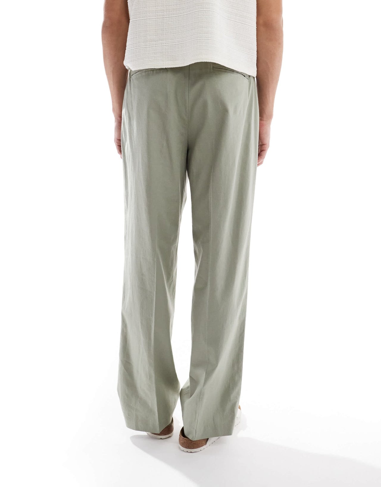ASOS DESIGN smart wide leg linen blend trousers with front pleat in sage green - ASOS Sample Sale