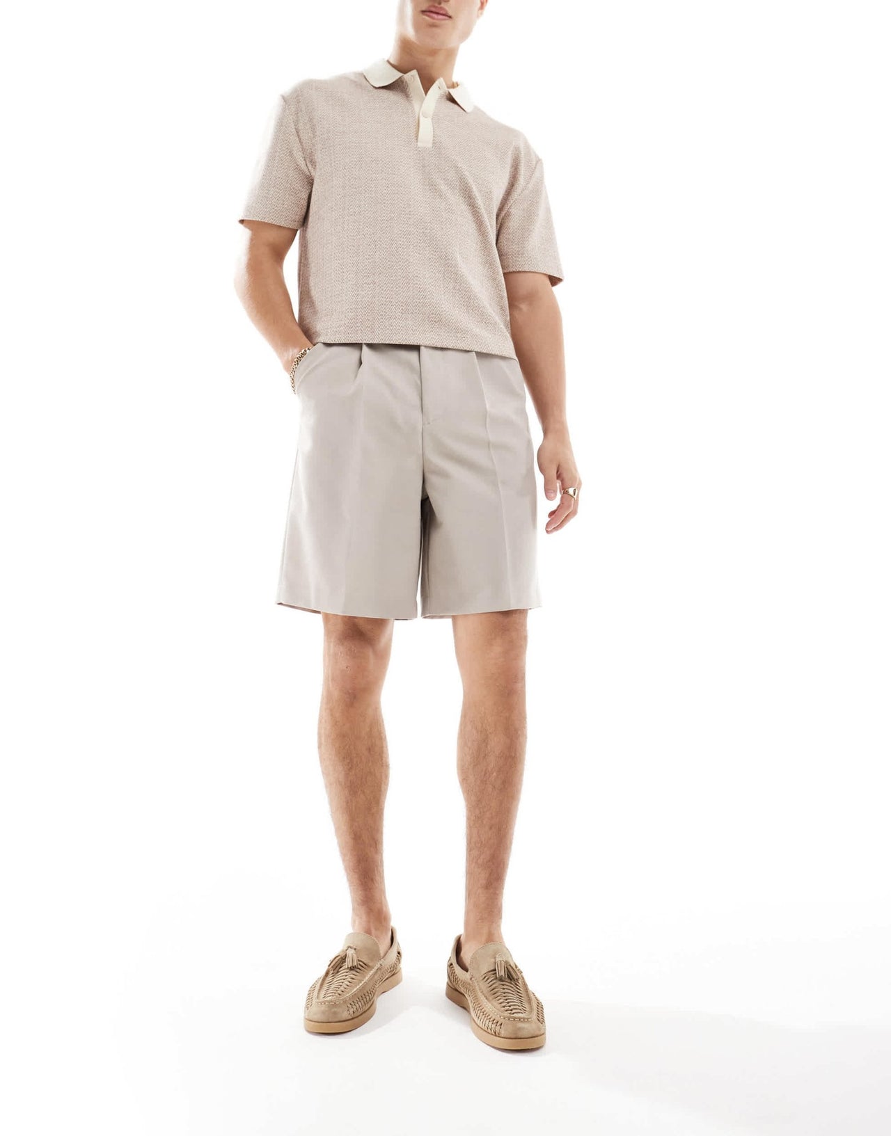 ASOS DESIGN smart wide leg shorts in stone - ASOS Sample Sale