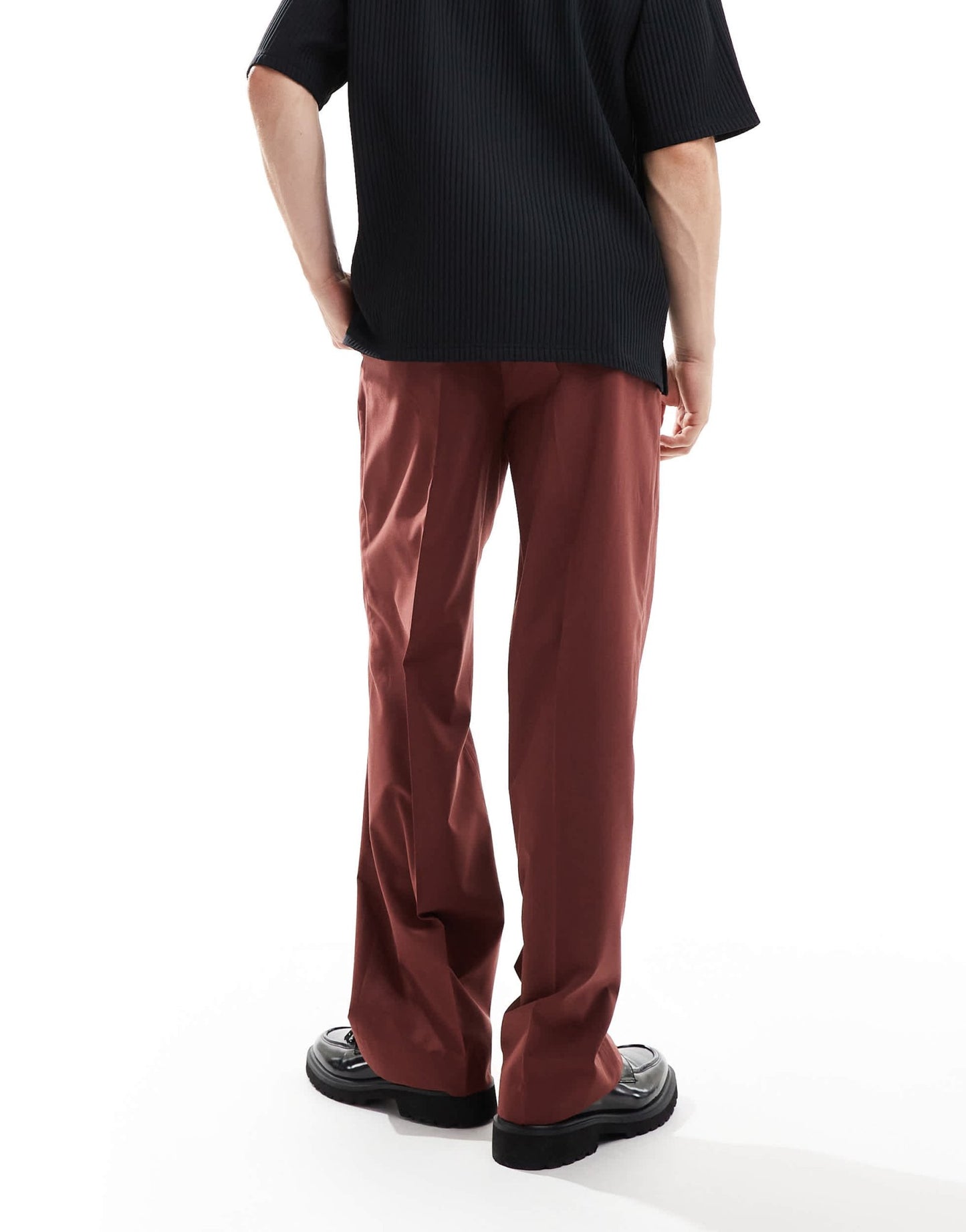 ASOS DESIGN smart wide leg trousers in burgundy with half elasticated waist - ASOS Sample Sale