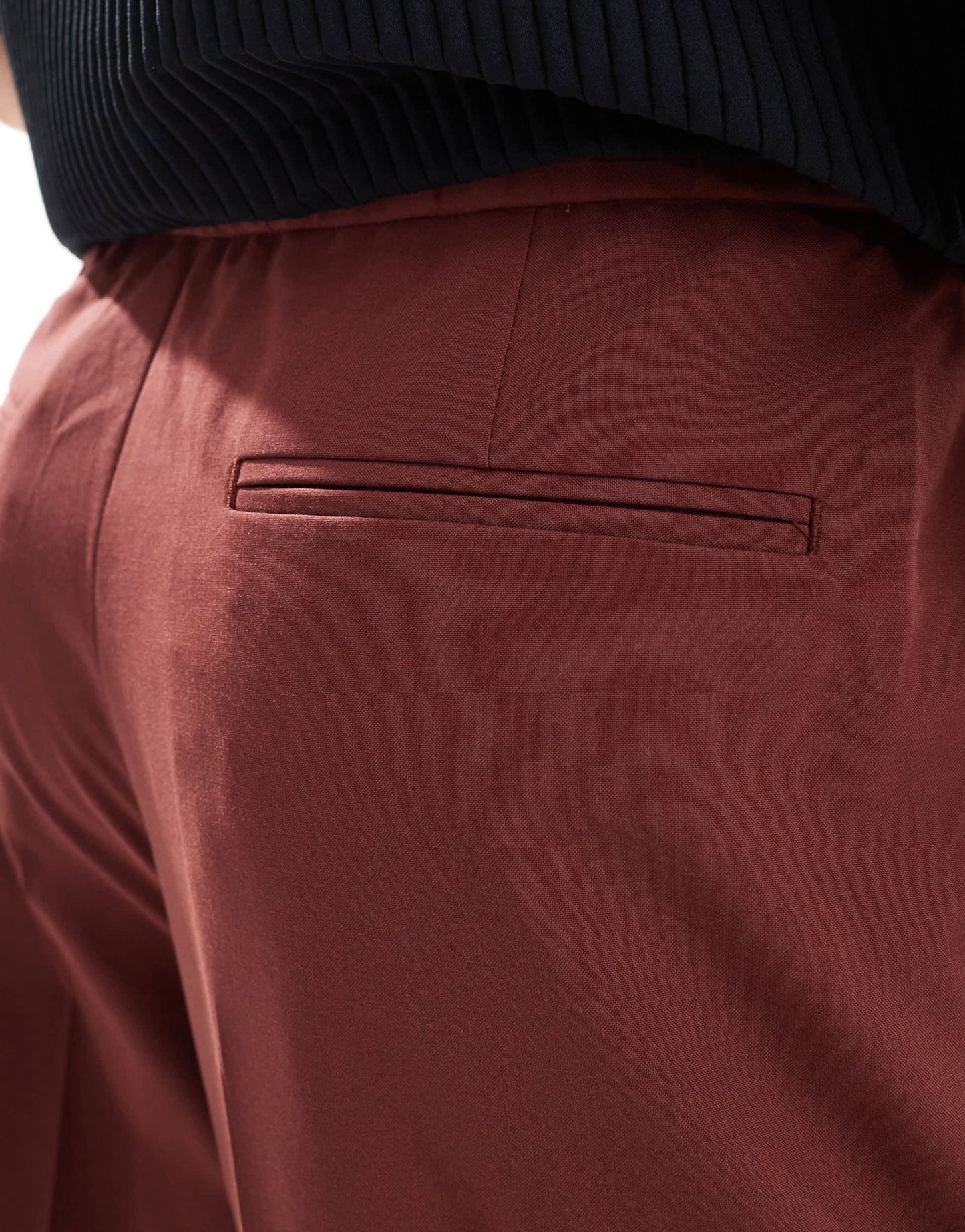 ASOS DESIGN smart wide leg trousers in burgundy with half elasticated waist - ASOS Sample Sale