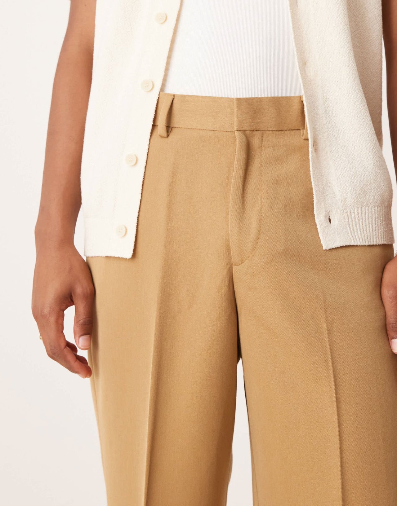 ASOS DESIGN smart wide leg trousers with carpenter pocket in camel - ASOS Sample Sale