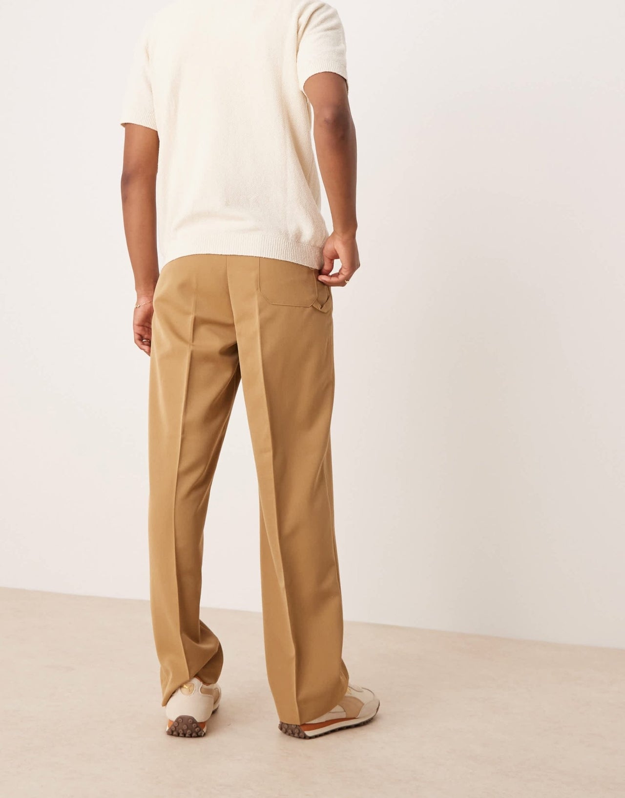 ASOS DESIGN smart wide leg trousers with carpenter pocket in camel - ASOS Sample Sale