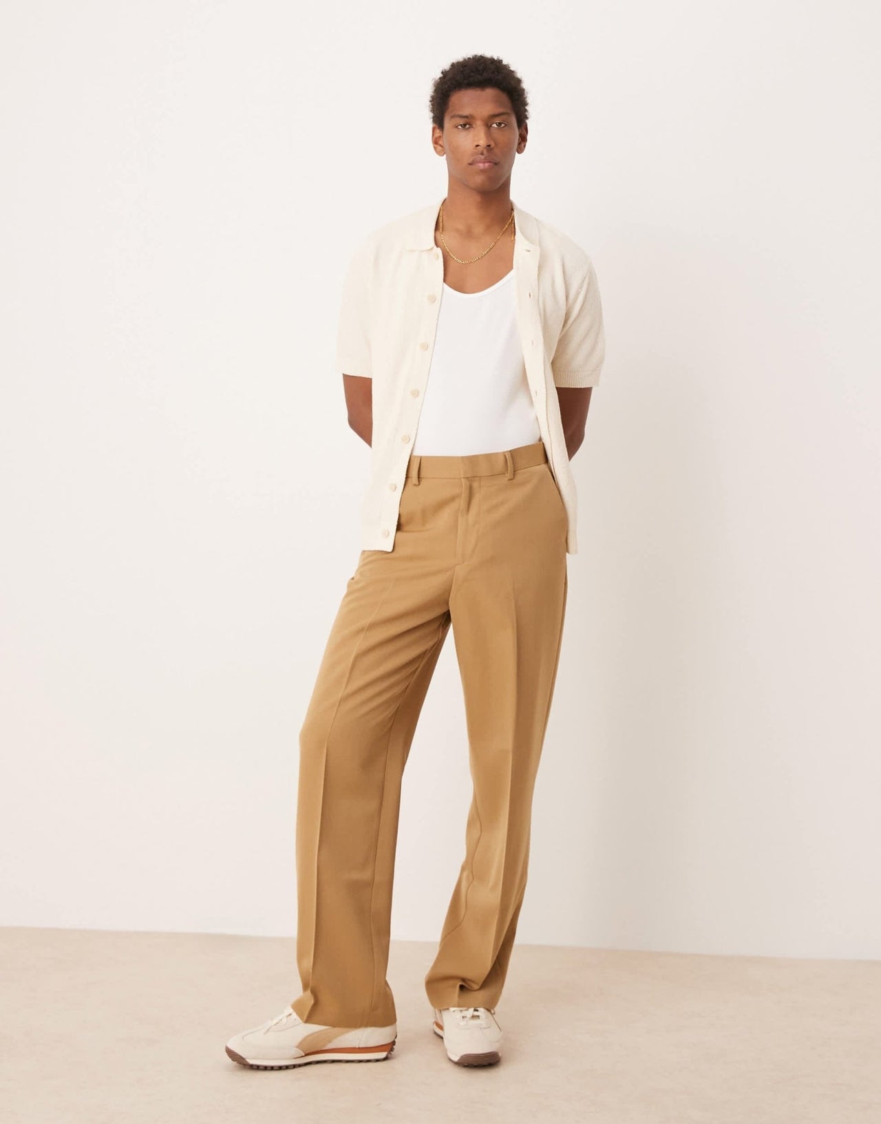 ASOS DESIGN smart wide leg trousers with carpenter pocket in camel - ASOS Sample Sale