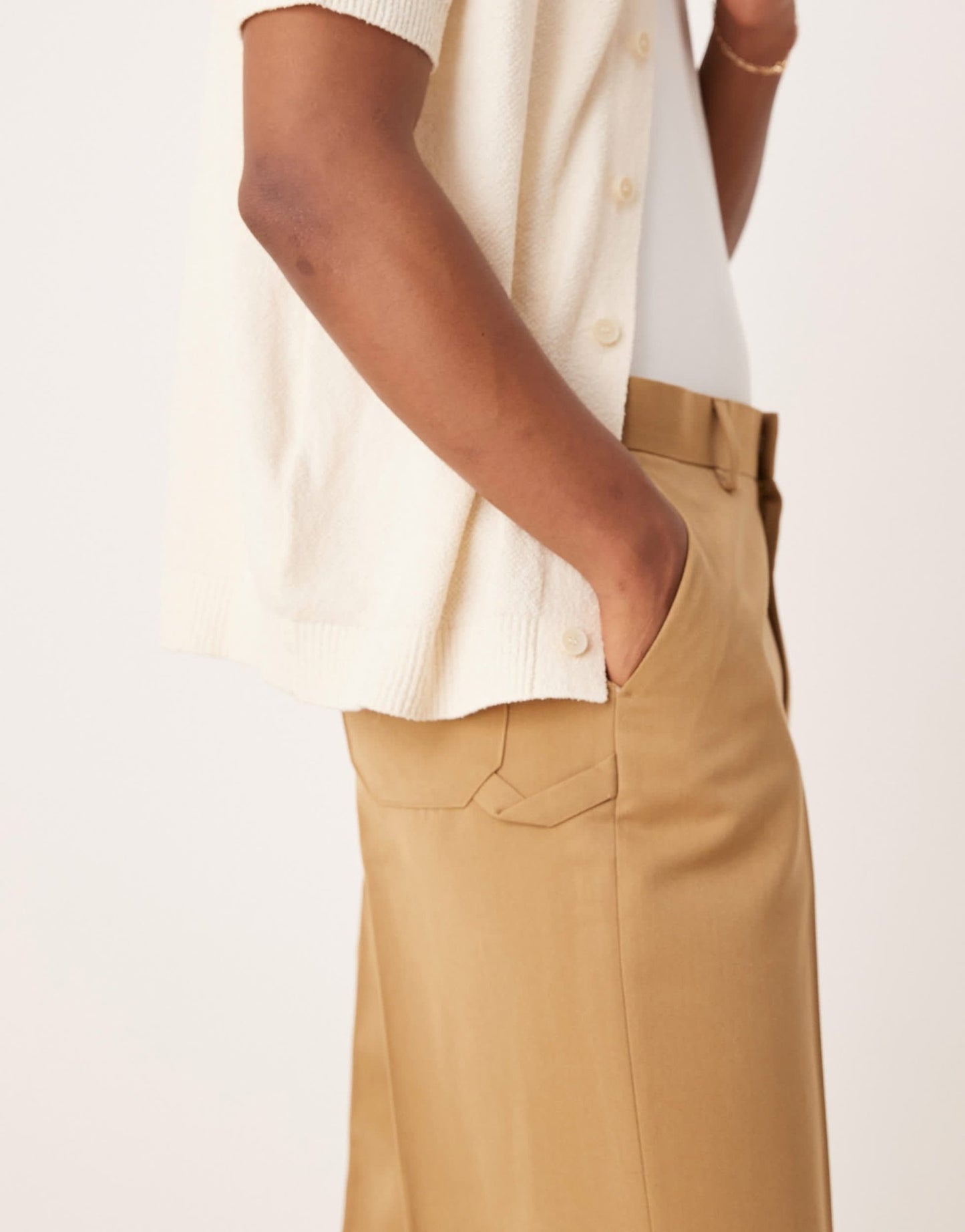 ASOS DESIGN smart wide leg trousers with carpenter pocket in camel - ASOS Sample Sale