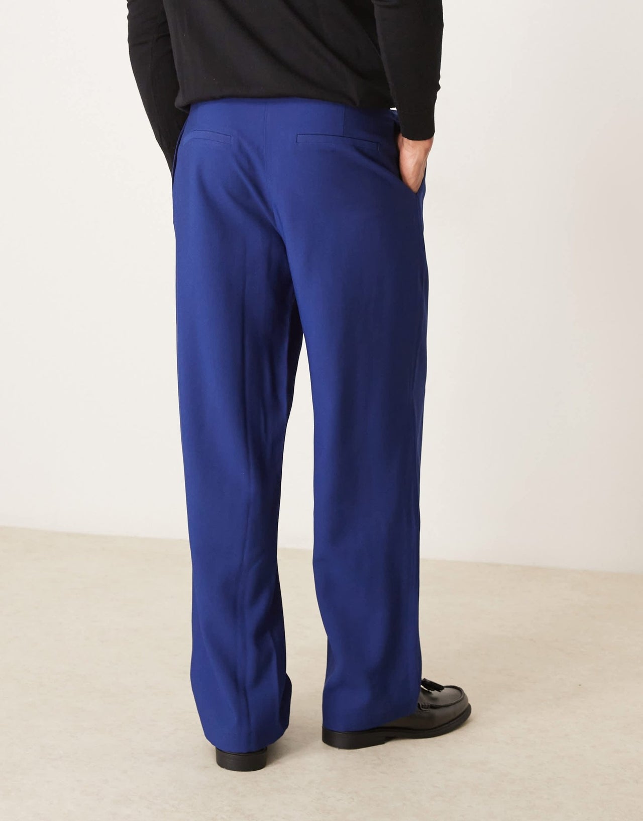 ASOS DESIGN smart wide leg trousers with chunky belt loops in navy - ASOS Sample Sale