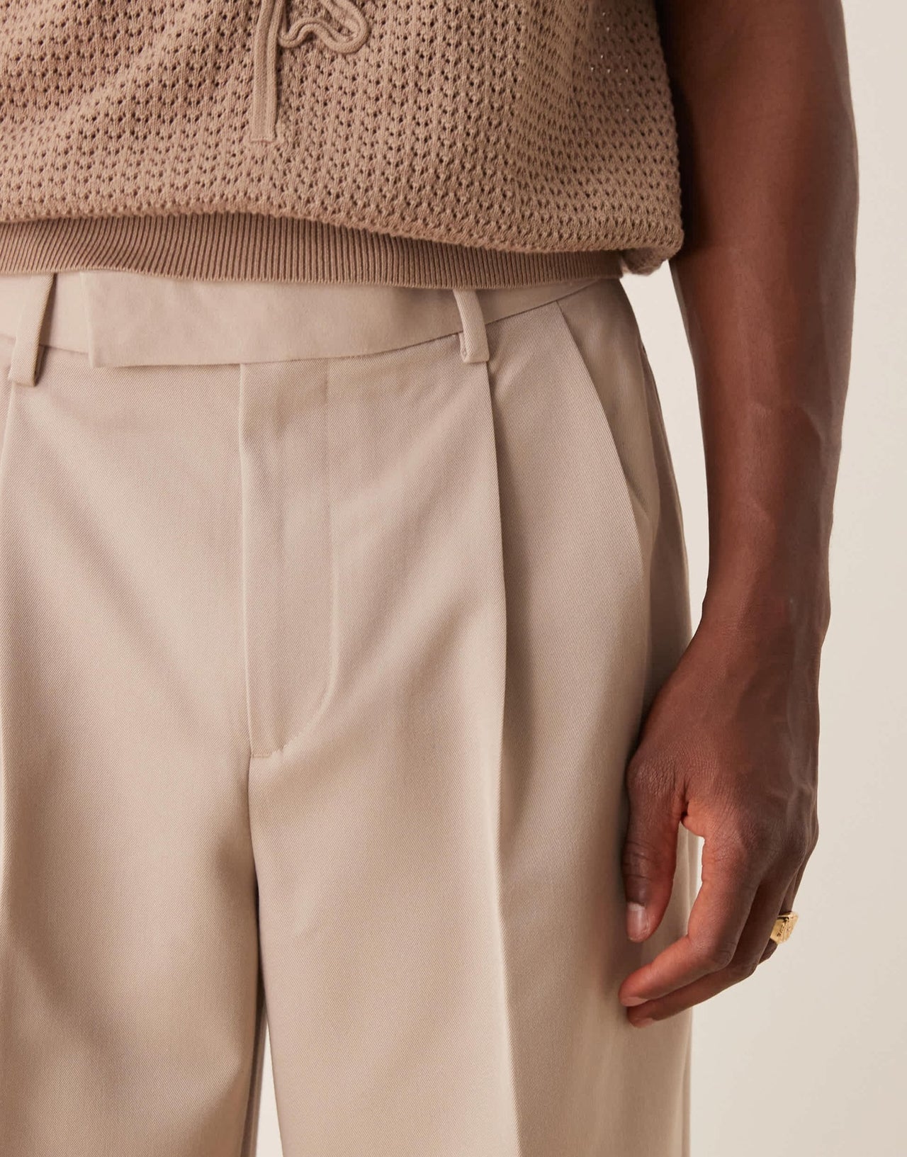 ASOS DESIGN smart wide leg trousers with double pleats in stone - ASOS Sample Sale