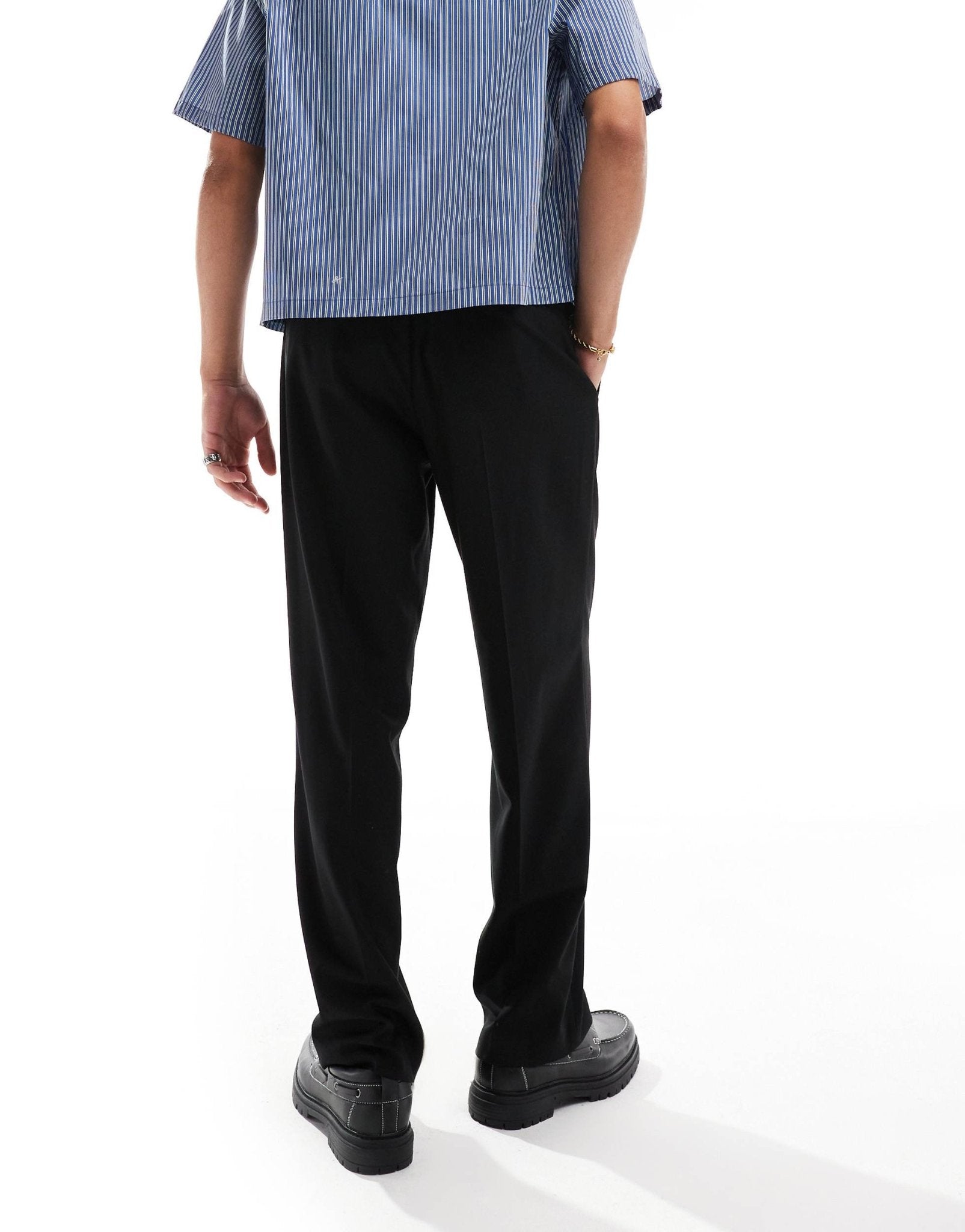 ASOS DESIGN smart wide leg trousers with double waistband detail in charcoal - ASOS Sample Sale