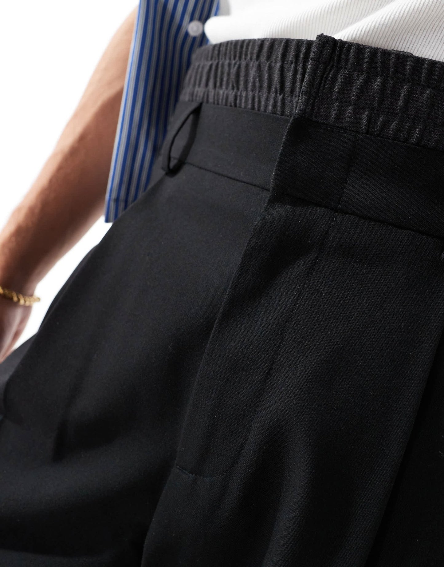 ASOS DESIGN smart wide leg trousers with double waistband detail in charcoal - ASOS Sample Sale