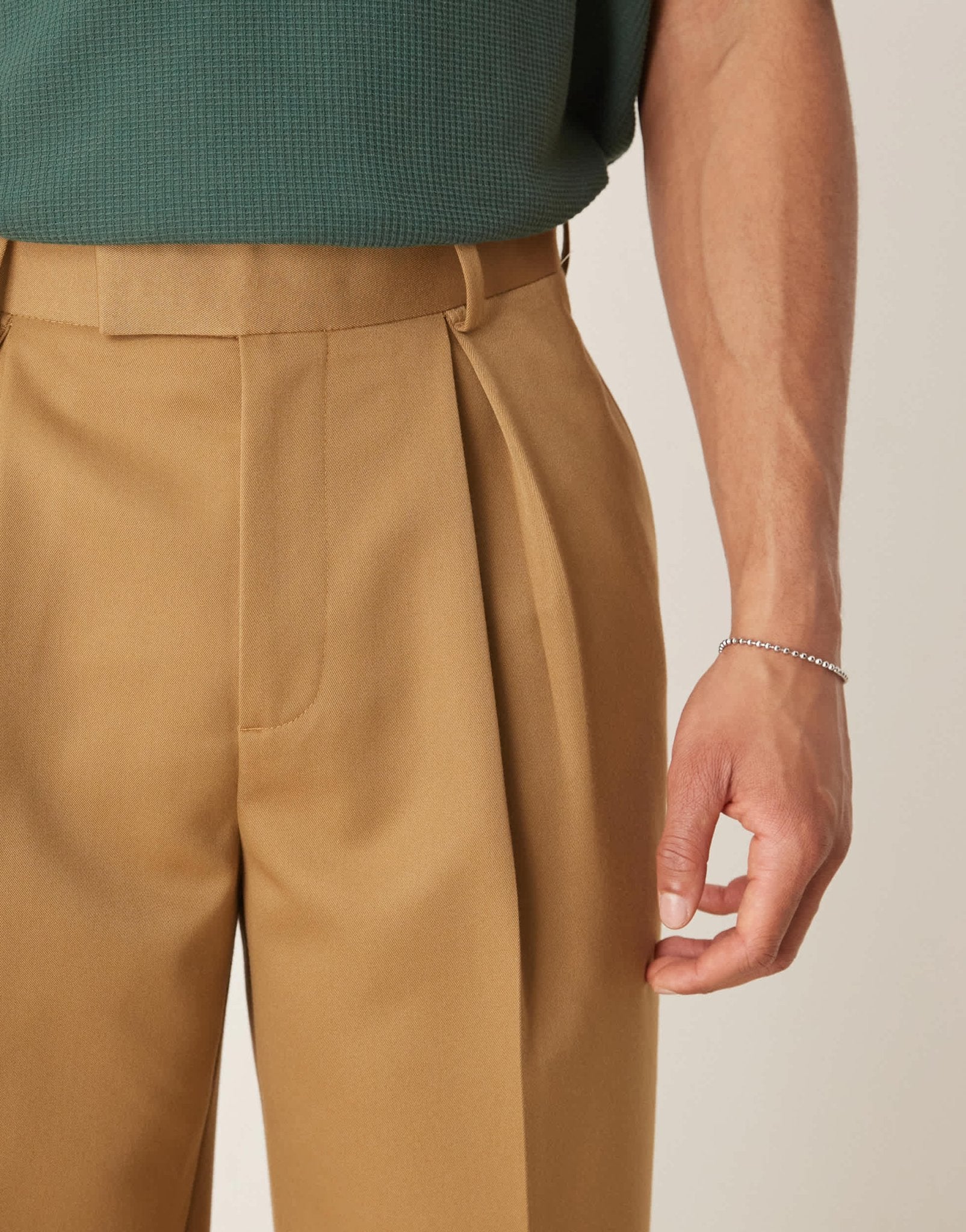 ASOS DESIGN smart wide leg trousers with inverted pleats in camel - ASOS Sample Sale
