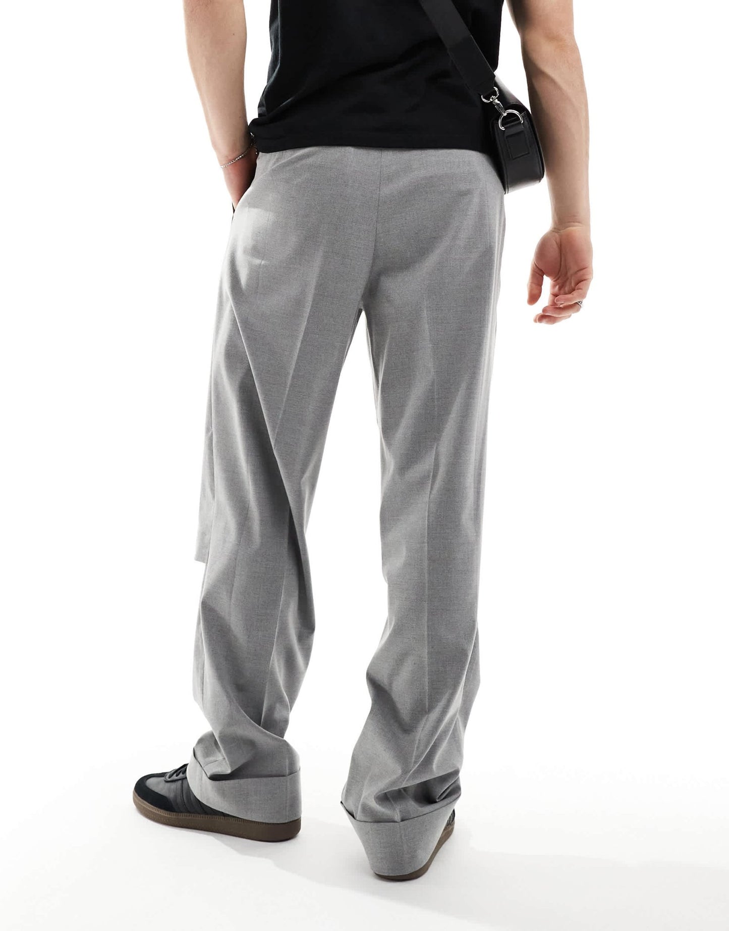 ASOS DESIGN smart wide leg trousers with knee splits in light grey - ASOS Sample Sale
