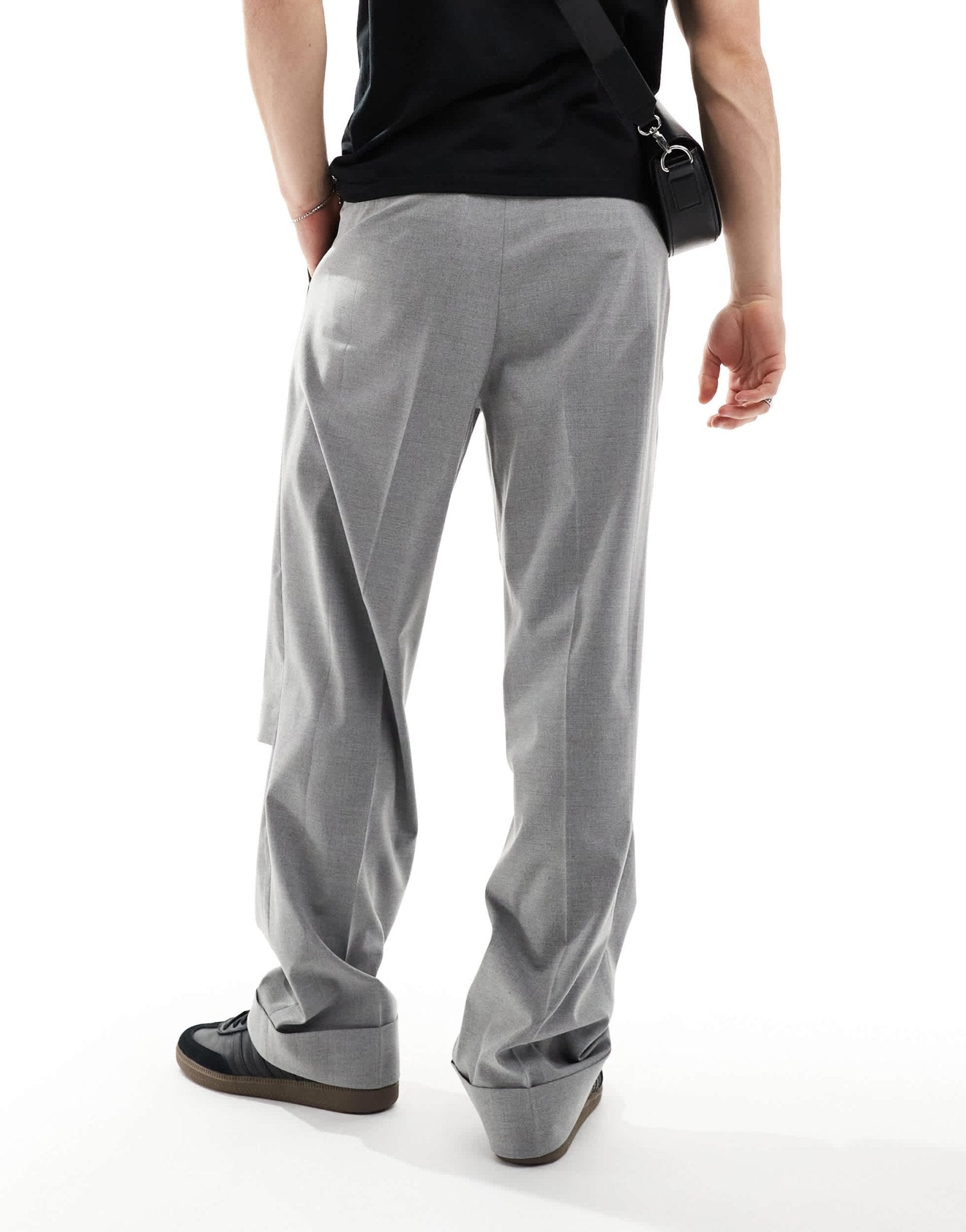 ASOS DESIGN smart wide leg trousers with knee splits in light grey - ASOS Sample Sale