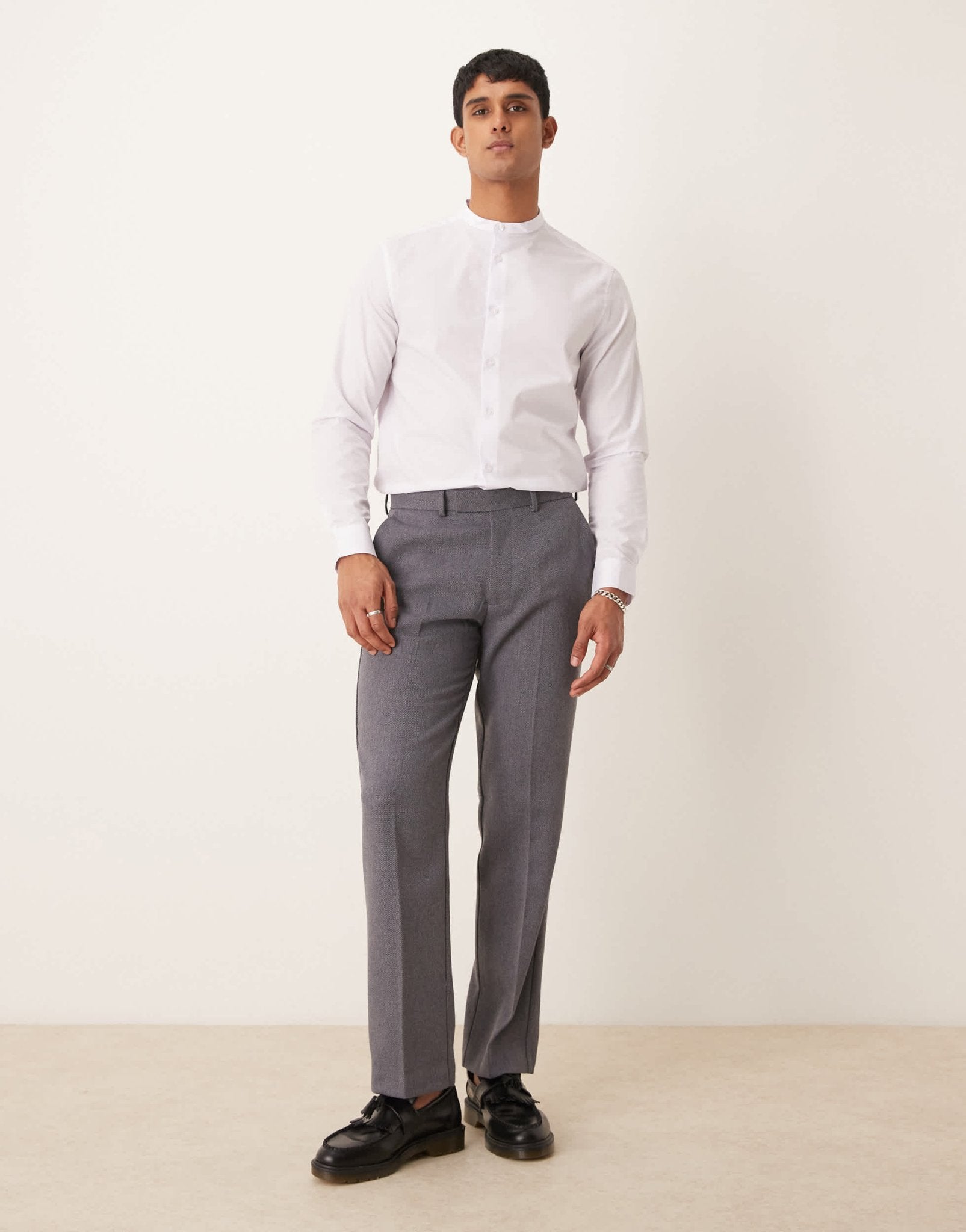 ASOS DESIGN smart wool mix straight leg trousers in light grey twill - ASOS Sample Sale