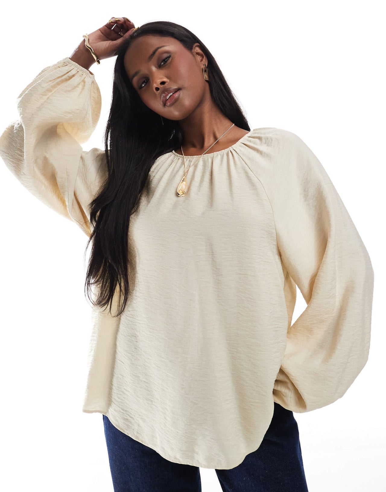 ASOS DESIGN smock blouse top in beige - ASOS Sample Sale
