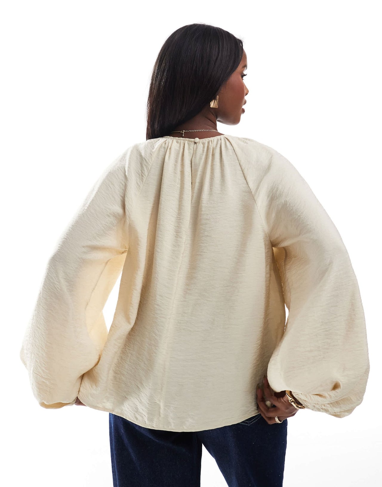 ASOS DESIGN smock blouse top in beige - ASOS Sample Sale