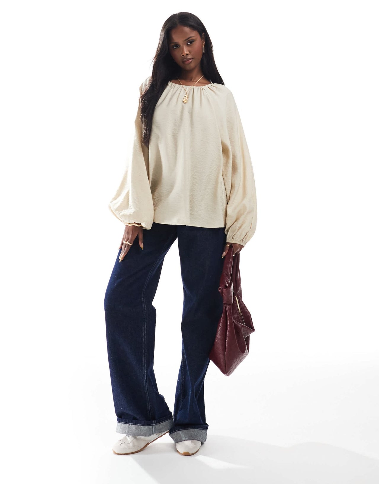 ASOS DESIGN smock blouse top in beige - ASOS Sample Sale