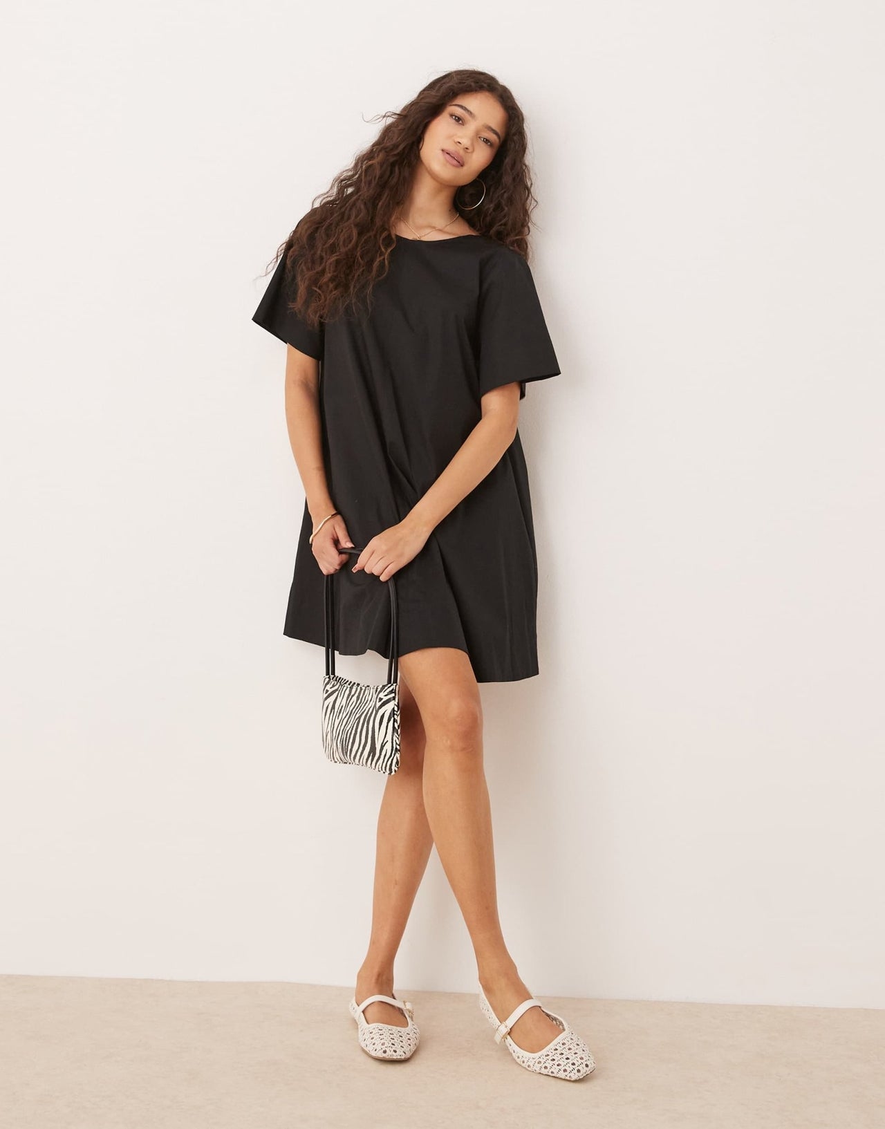 ASOS DESIGN smock mini t-shirt dress in black - ASOS Sample Sale