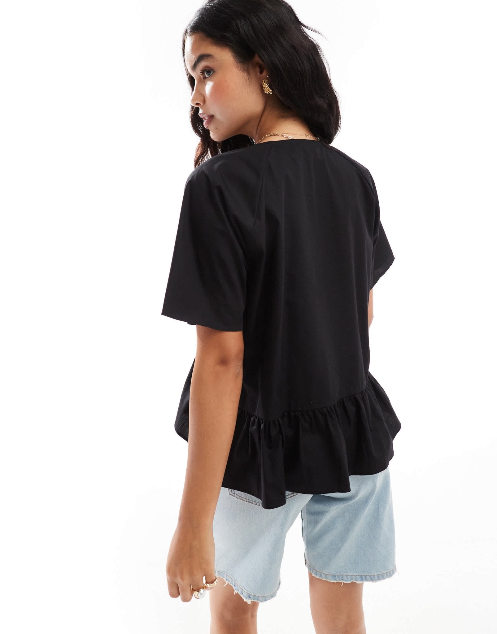 ASOS DESIGN smock tie front top in black - ASOS Sample Sale