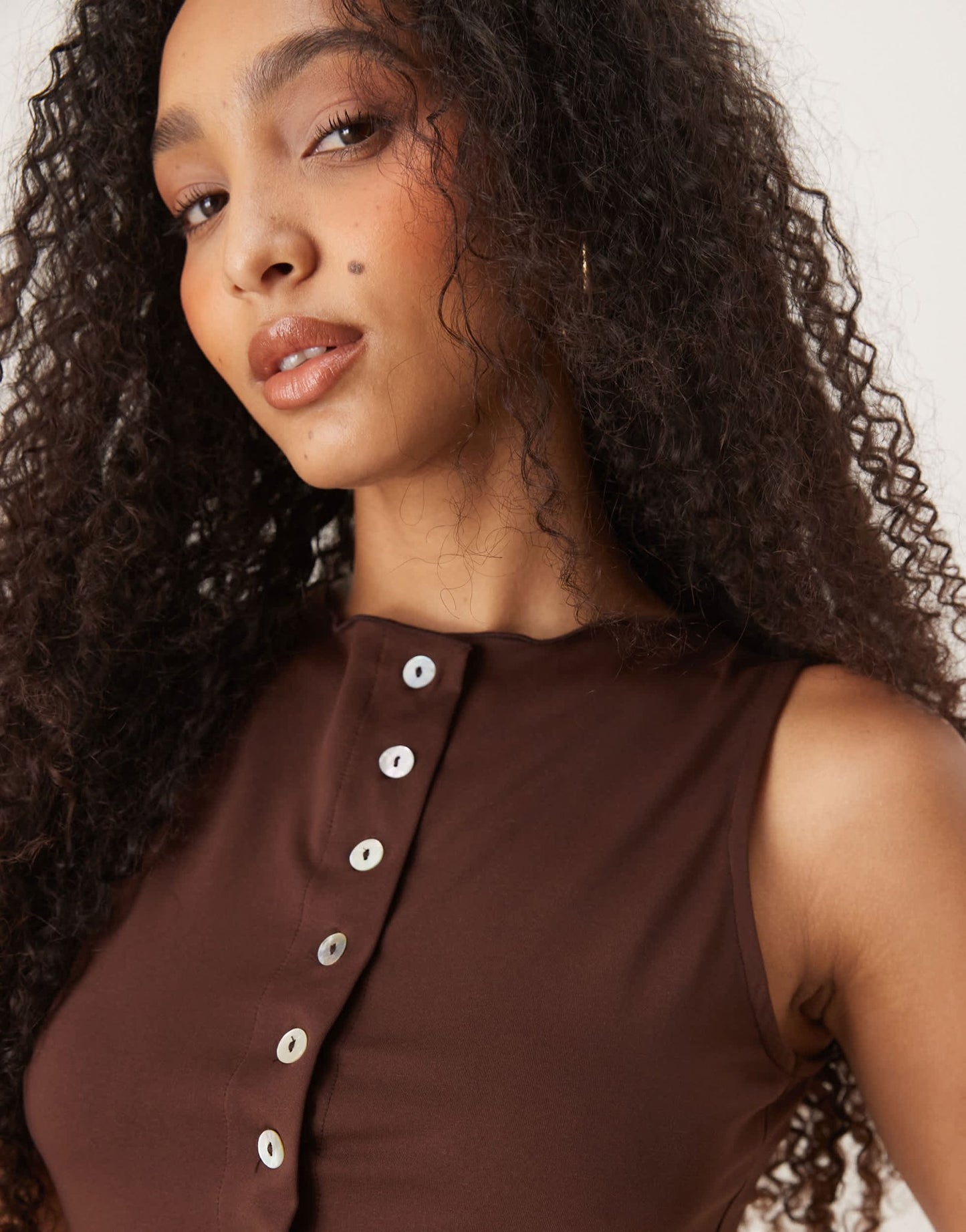 ASOS DESIGN soft cotton touch sleeveless cardigan in chocolate - ASOS Sample Sale