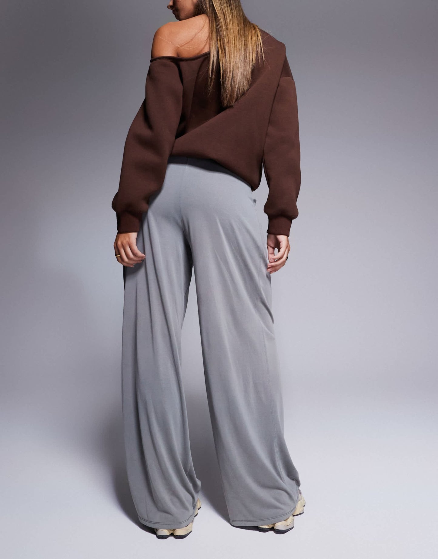 ASOS DESIGN soft handle wide leg trouser with tie waist in light grey - ASOS Sample Sale