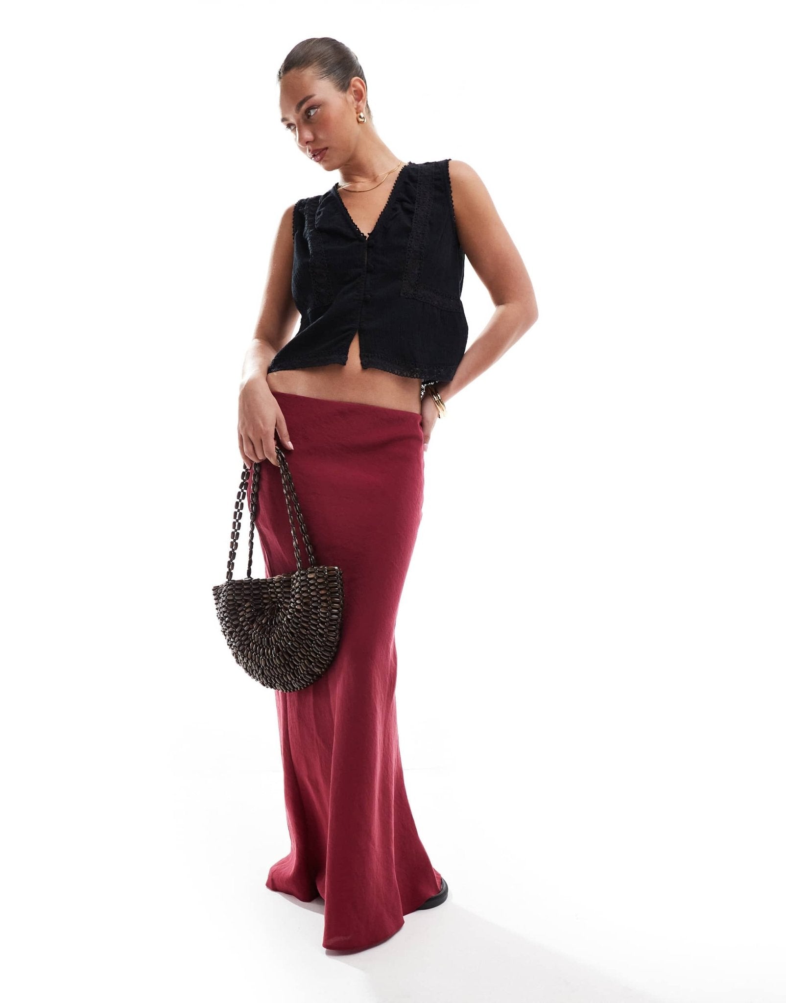 ASOS DESIGN soft touch bias midi skirt in red - ASOS Sample Sale