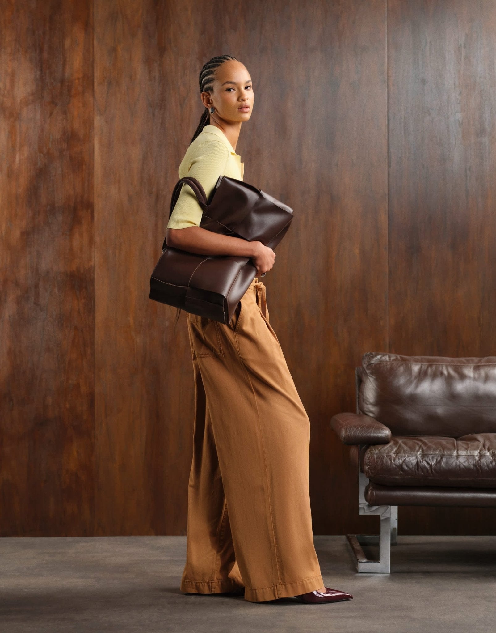 ASOS DESIGN soft wide leg trousers in washed caramel - ASOS Sample Sale
