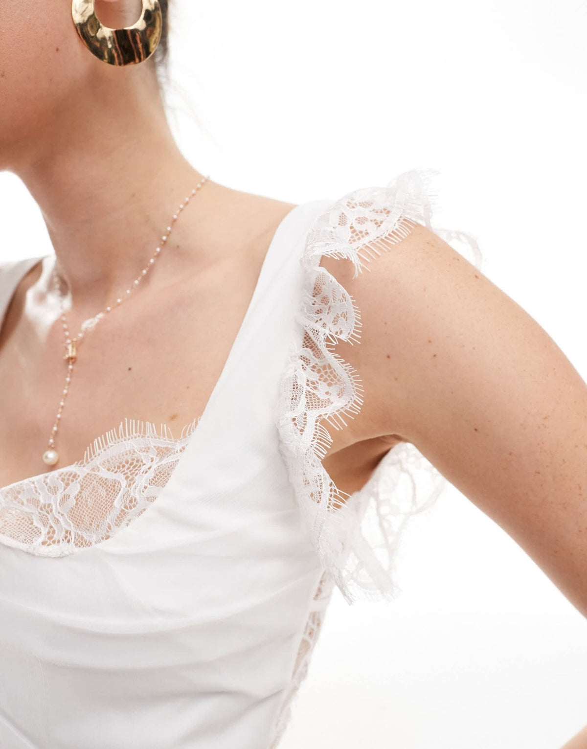 ASOS DESIGN square neck corset mini dress with lace detailing in white - ASOS Sample Sale