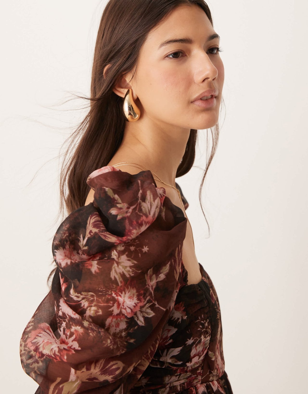 ASOS DESIGN square neck floaty chiffon long sleeve top in floral print - ASOS Sample Sale