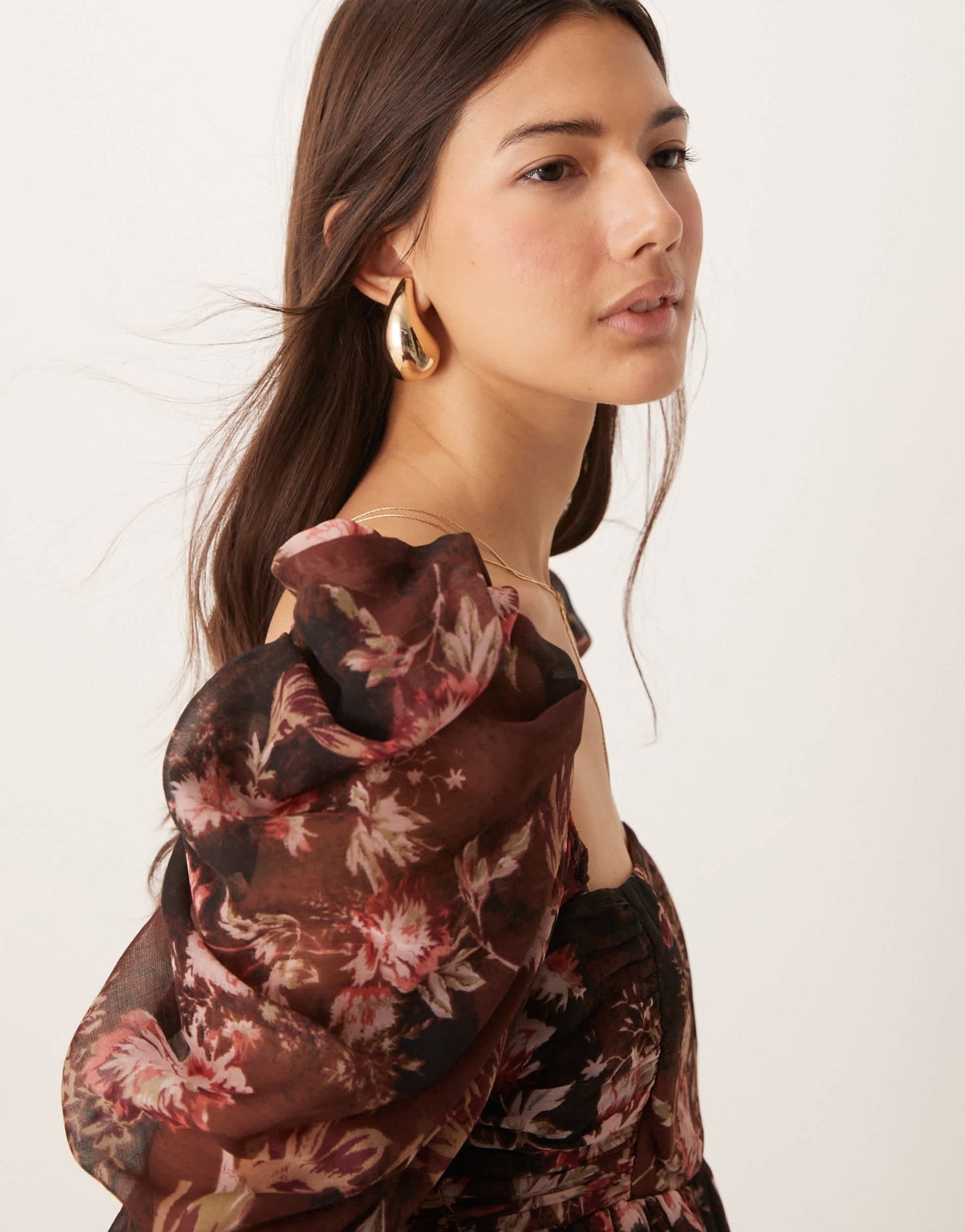 ASOS DESIGN square neck floaty chiffon long sleeve top in floral print - ASOS Sample Sale