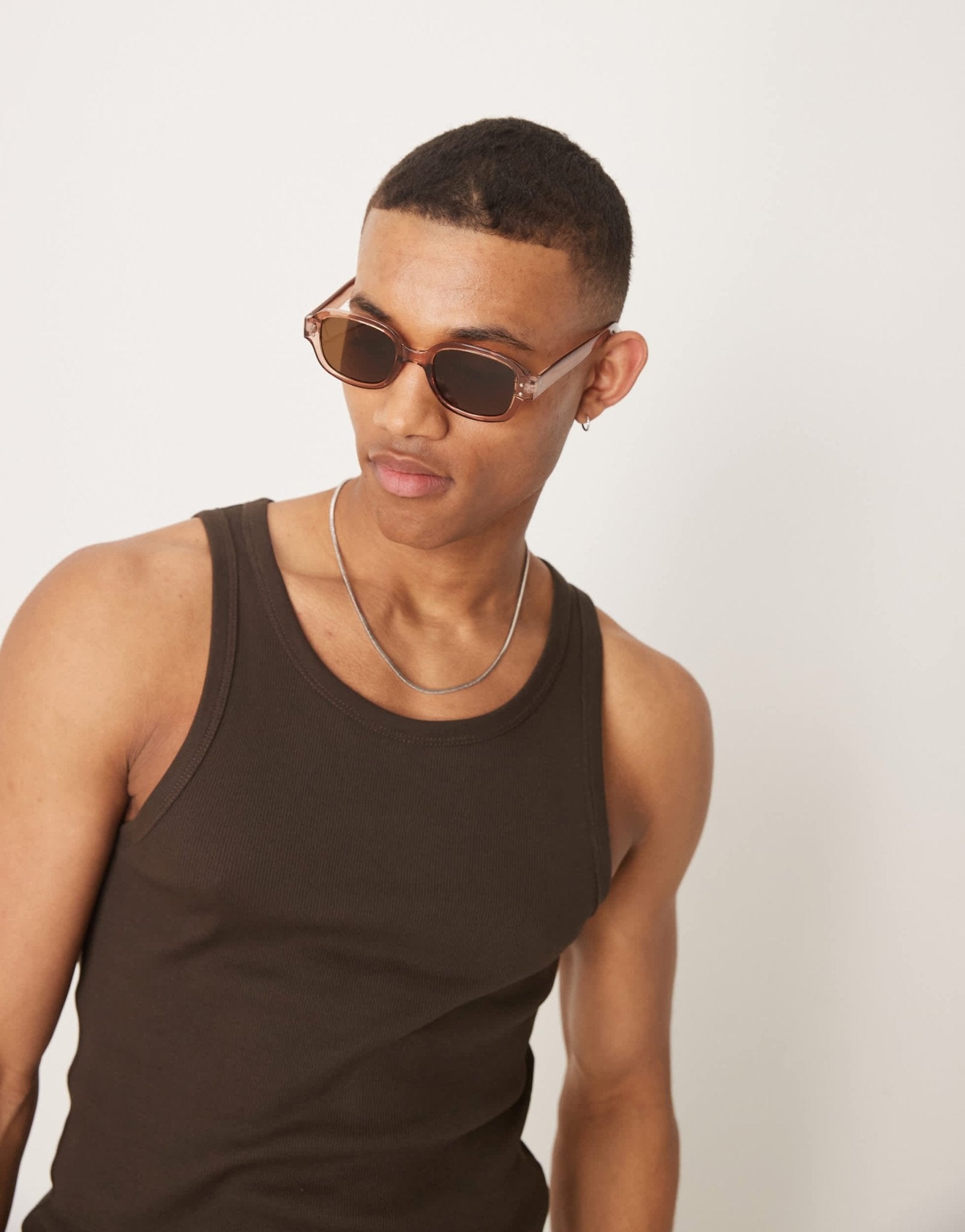 ASOS DESIGN square sunglasses with solid brown lens and crystal brown frame - ASOS Sample Sale