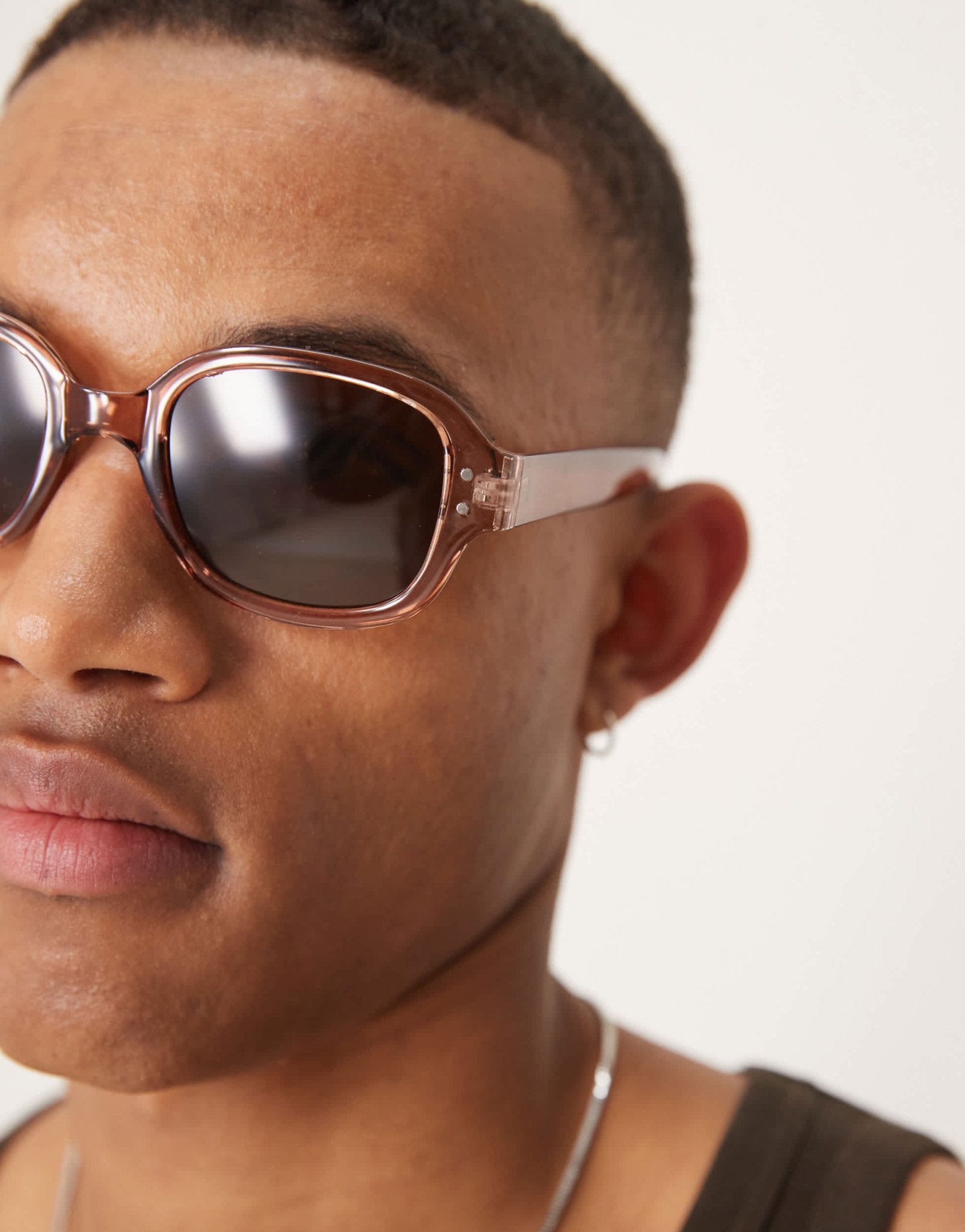 ASOS DESIGN square sunglasses with solid brown lens and crystal brown frame - ASOS Sample Sale