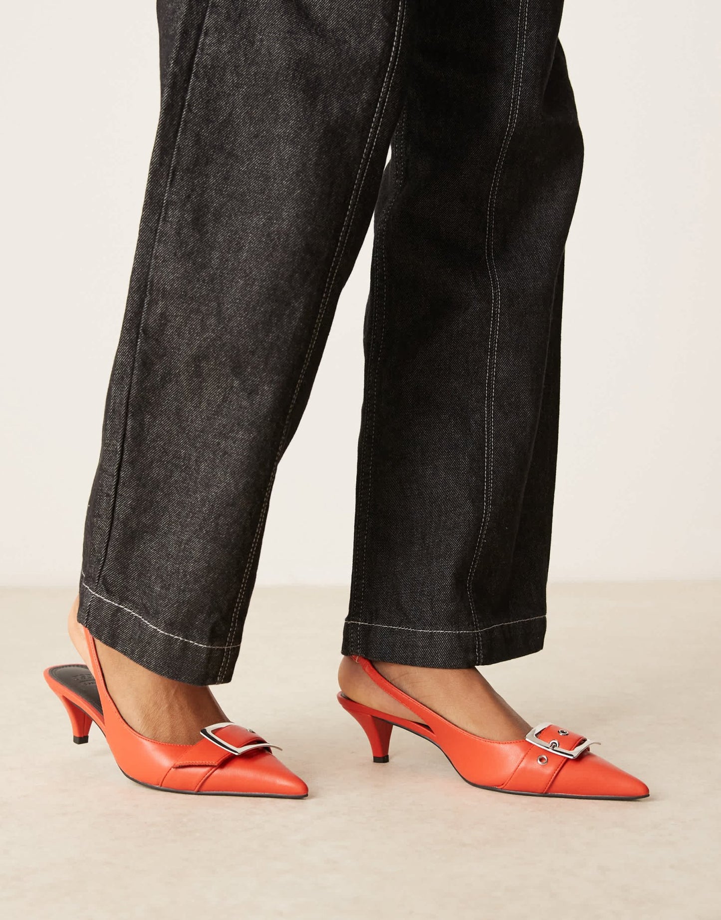 ASOS DESIGN Stellar buckle detail kitten heels in orange - ASOS Sample Sale