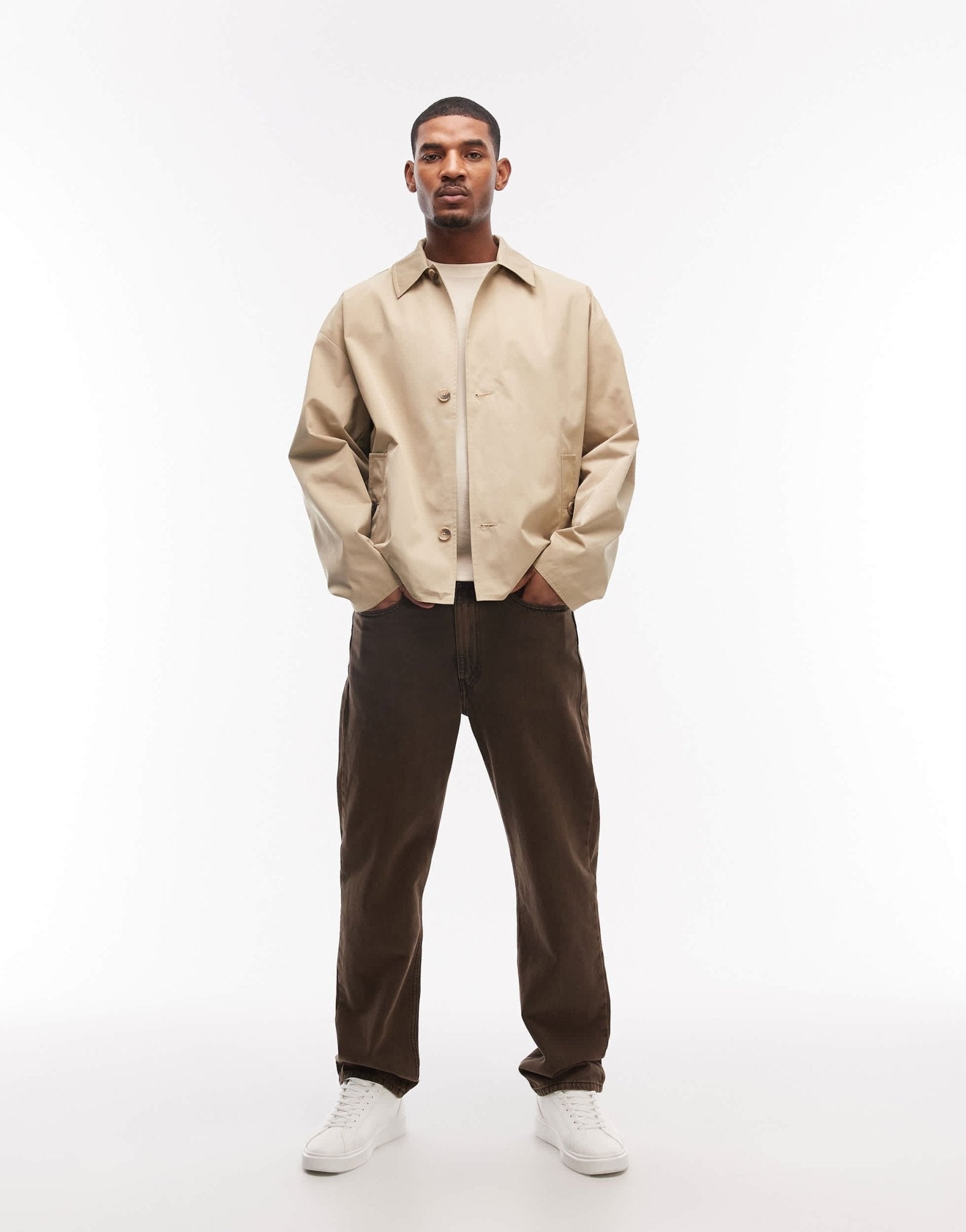 ASOS DESIGN stormMAX water resistant harrington jacket in stone - ASOS Sample Sale