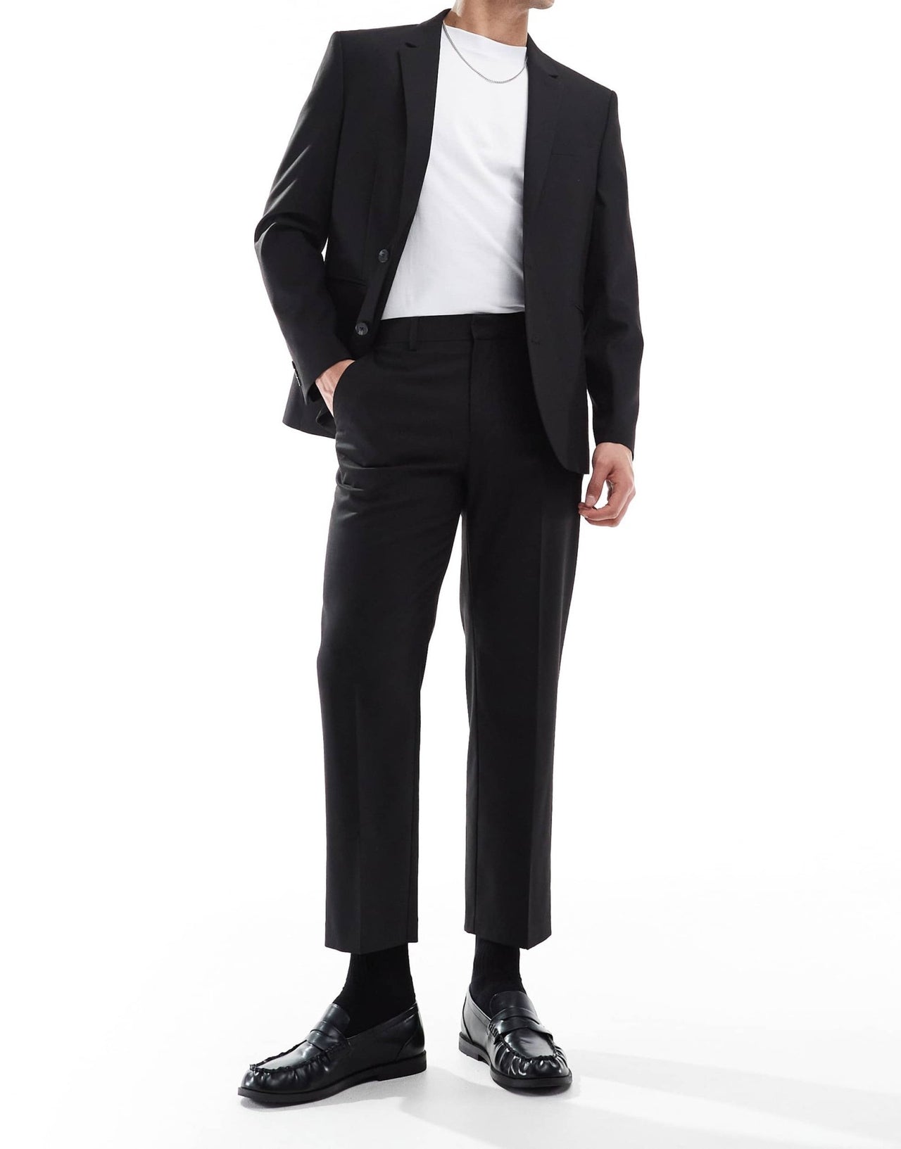 ASOS DESIGN straight cropped length suit trousers in black - ASOS Sample Sale