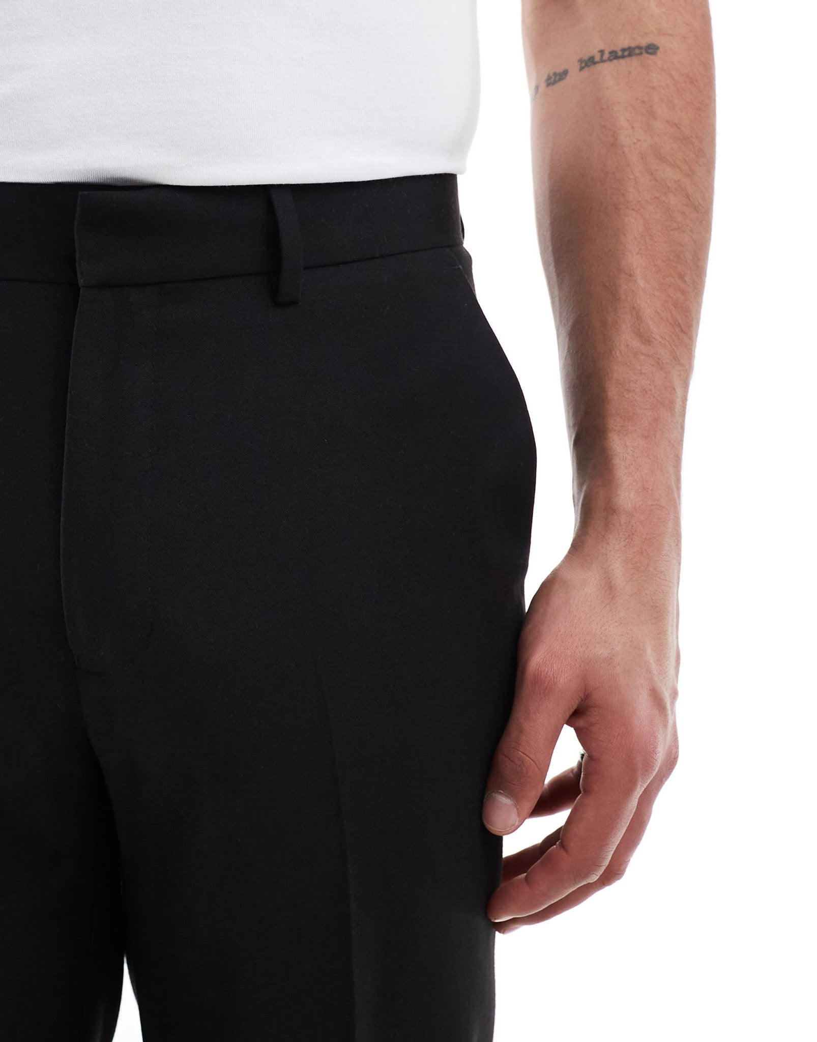 ASOS DESIGN straight cropped length suit trousers in black - ASOS Sample Sale