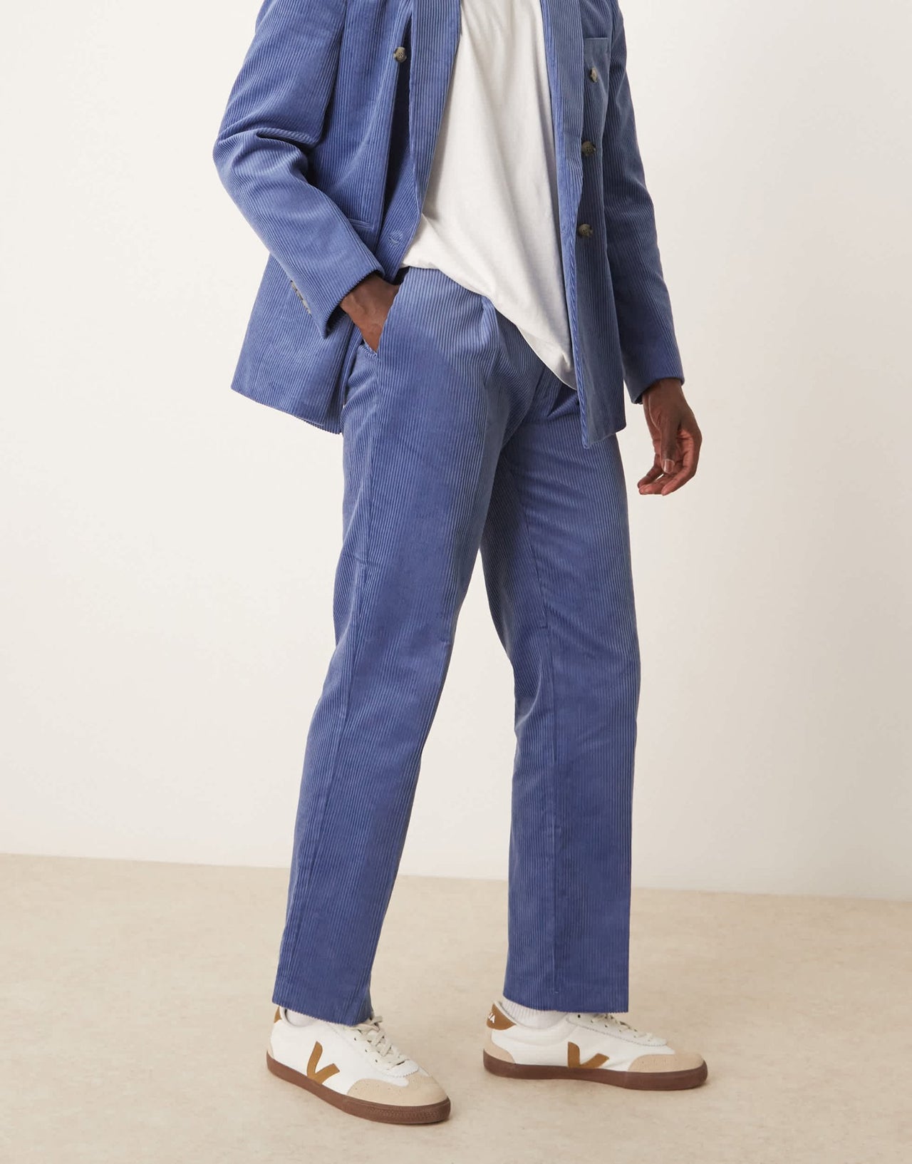ASOS DESIGN straight fit corduroy suit trousers in blue - ASOS Sample Sale