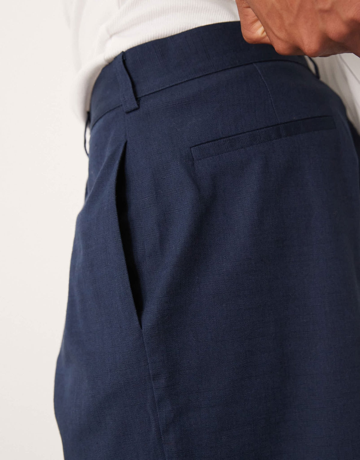 ASOS DESIGN straight leg chino short in navy linen look - ASOS Sample Sale