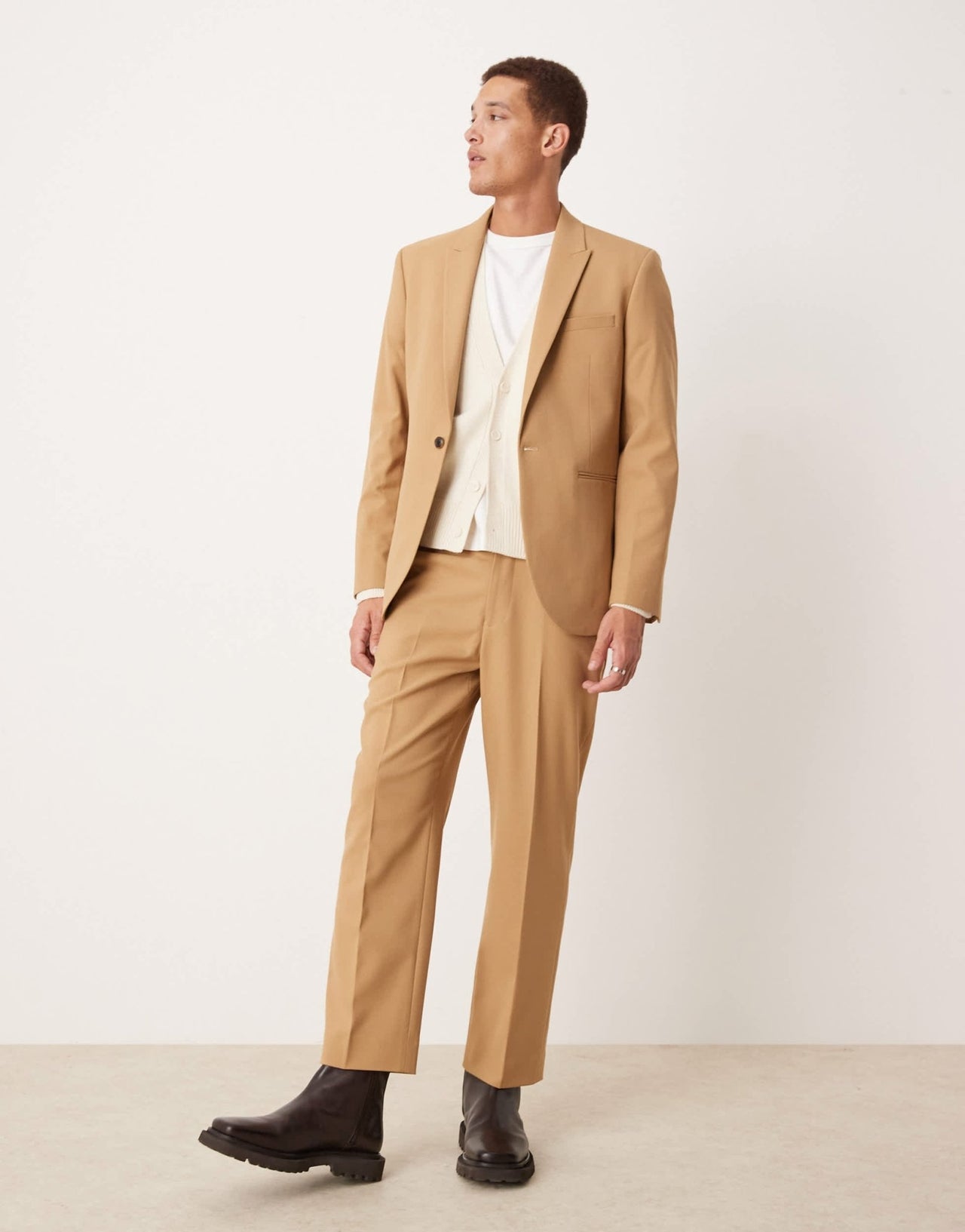 ASOS DESIGN straight leg crop length suit trousers in brown twill - ASOS Sample Sale