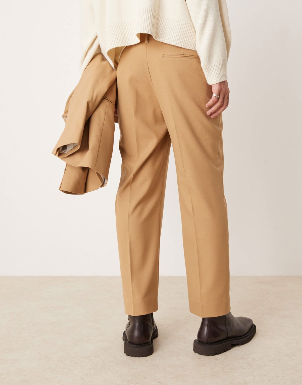 ASOS DESIGN straight leg crop length suit trousers in brown twill - ASOS Sample Sale