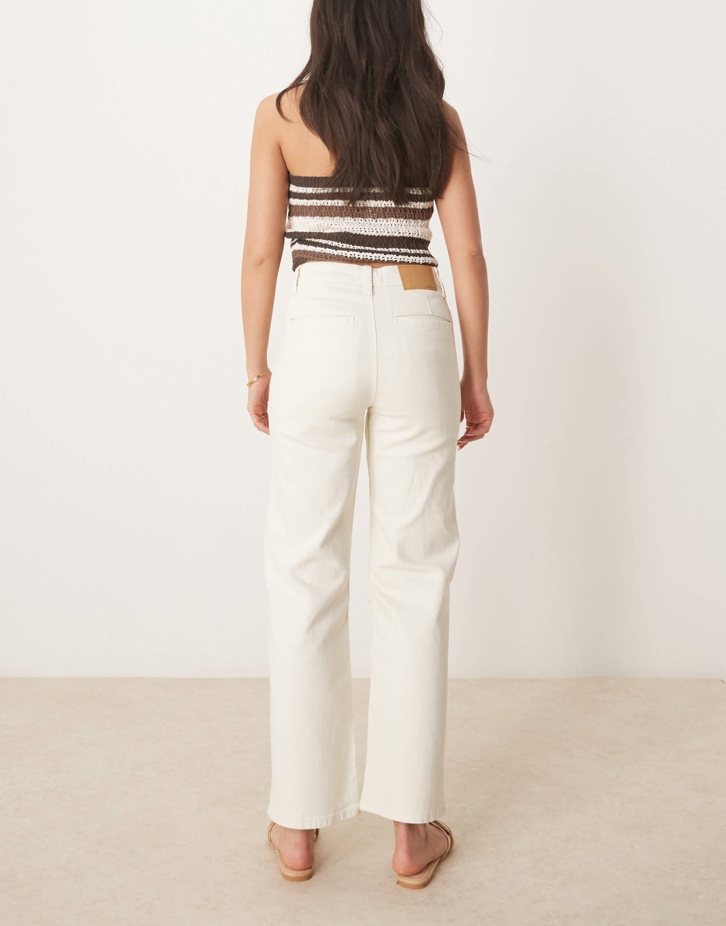 ASOS DESIGN straight leg jeans with button placket in white - ASOS Sample Sale