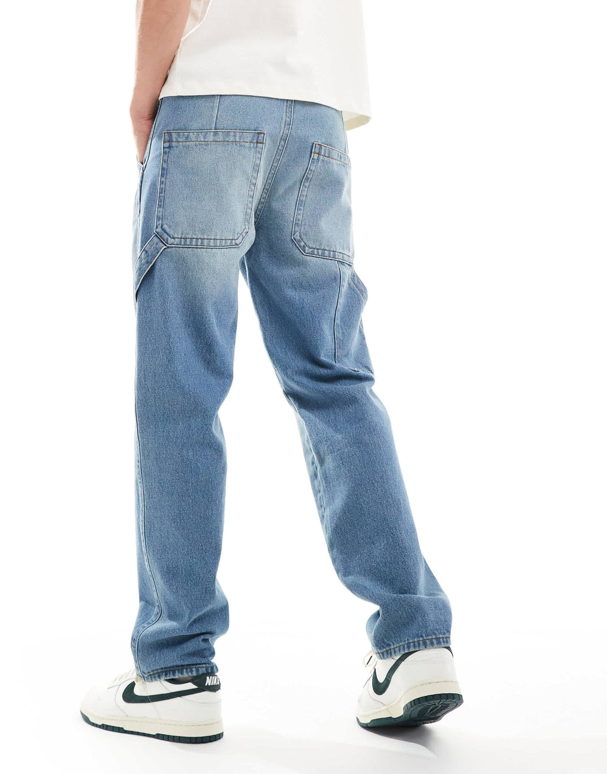 ASOS DESIGN straight leg jeans with carpenter details in light wash blue - ASOS Sample Sale