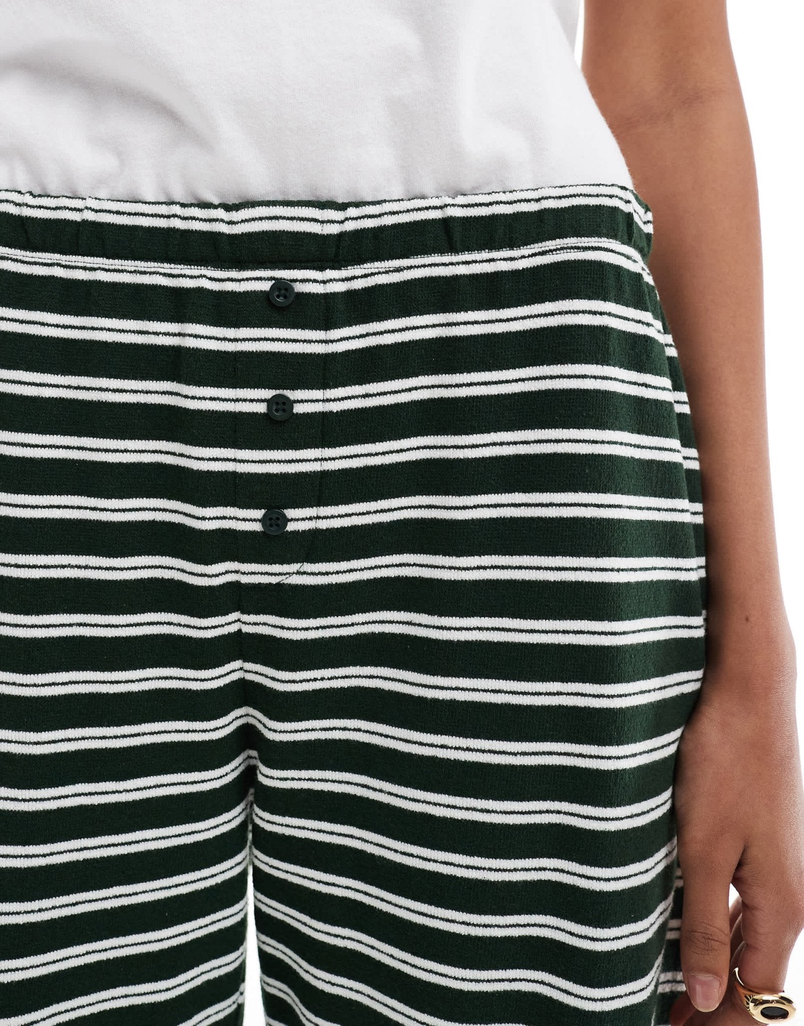 ASOS DESIGN straight leg jogger co - ord in green stripe - ASOS Sample Sale
