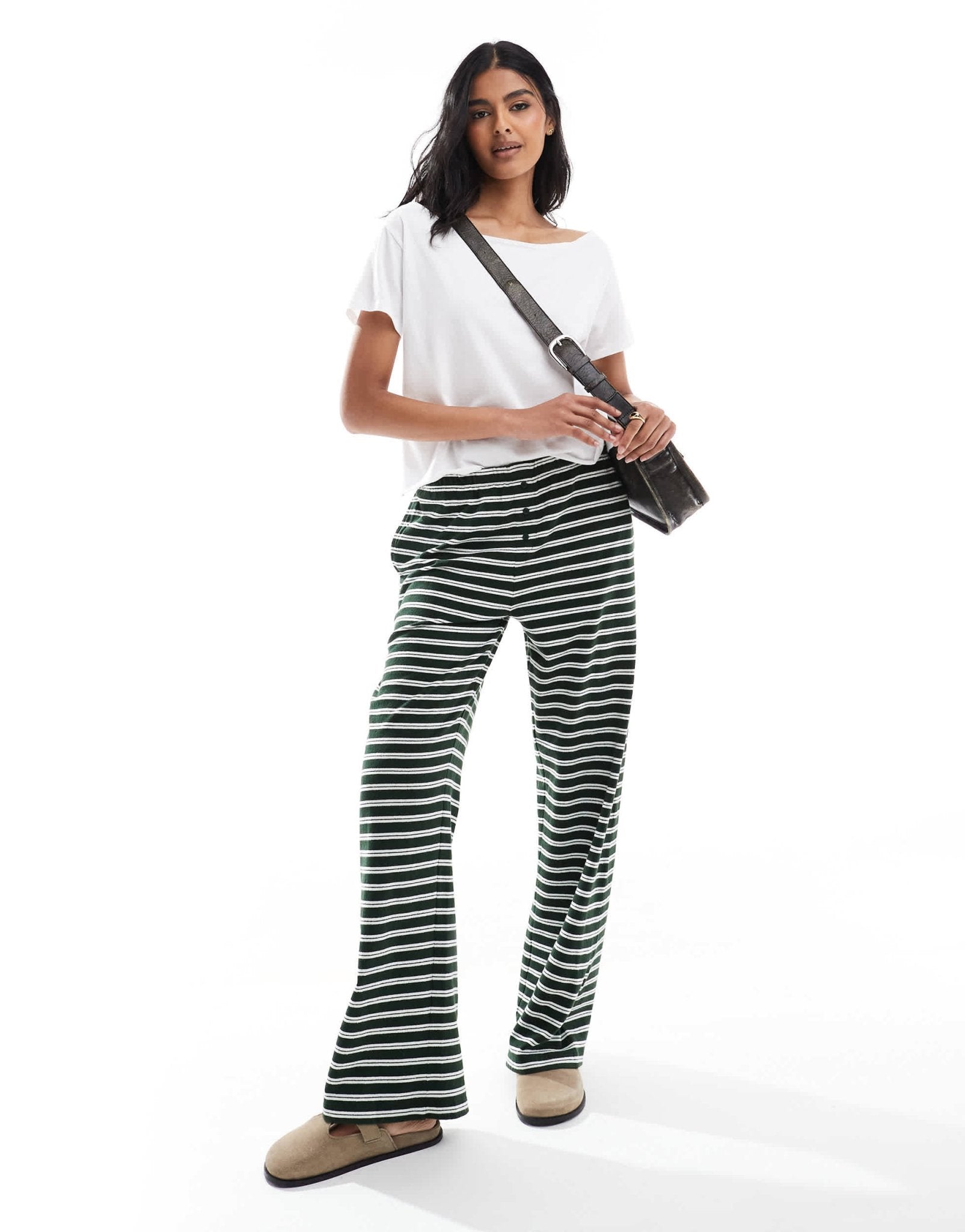 ASOS DESIGN straight leg jogger co - ord in green stripe - ASOS Sample Sale