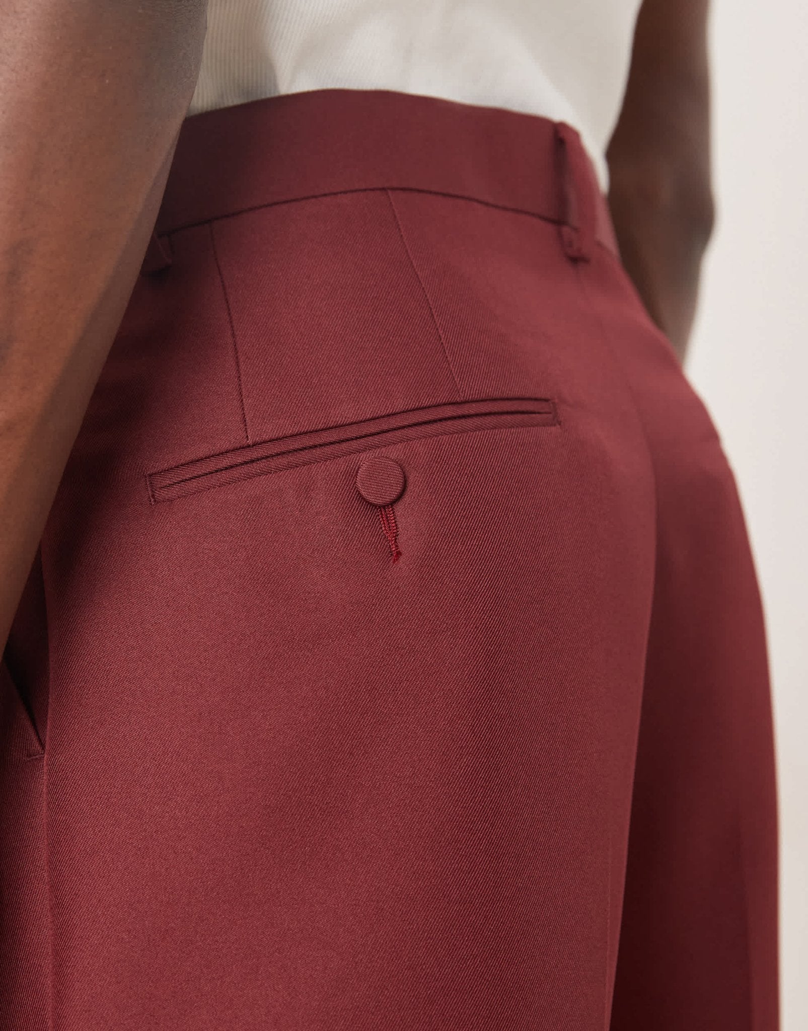 ASOS DESIGN straight leg suit trouser in burgundy matte satin - ASOS Sample Sale