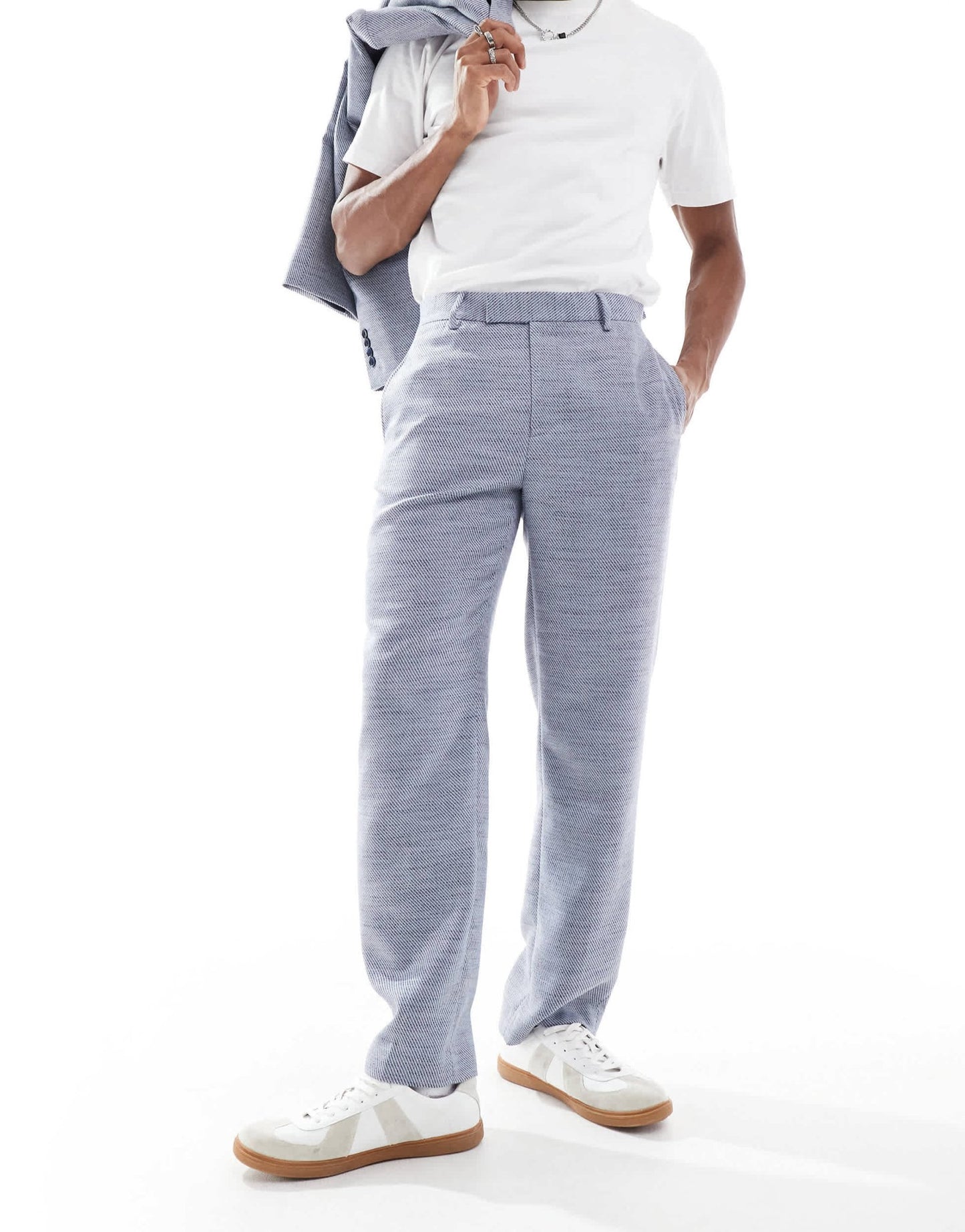 ASOS DESIGN straight leg suit trousers in blue texture - ASOS Sample Sale