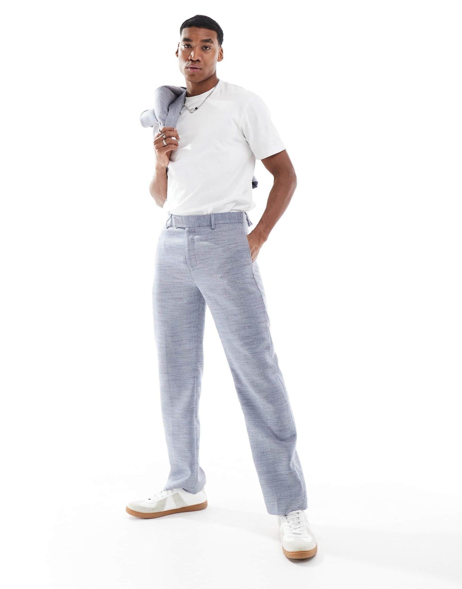ASOS DESIGN straight leg suit trousers in blue texture - ASOS Sample Sale