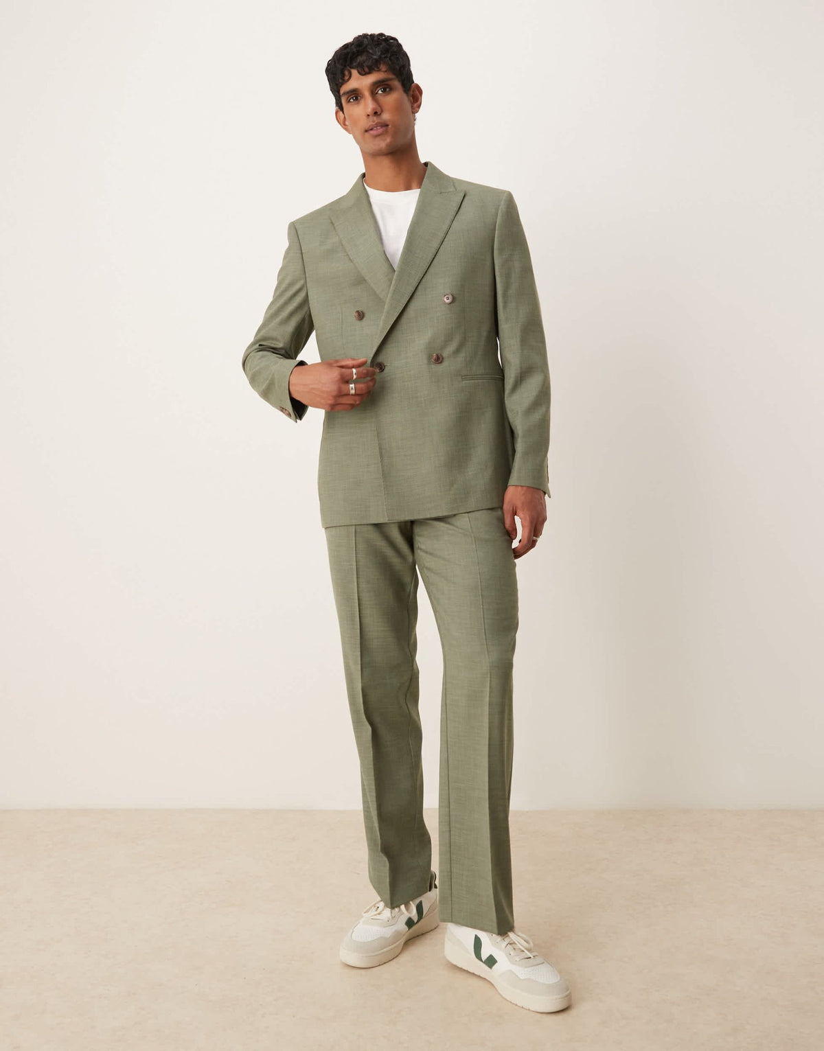ASOS DESIGN straight leg suit trousers in green melange - ASOS Sample Sale