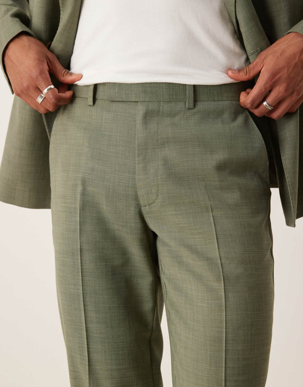 ASOS DESIGN straight leg suit trousers in green melange - ASOS Sample Sale
