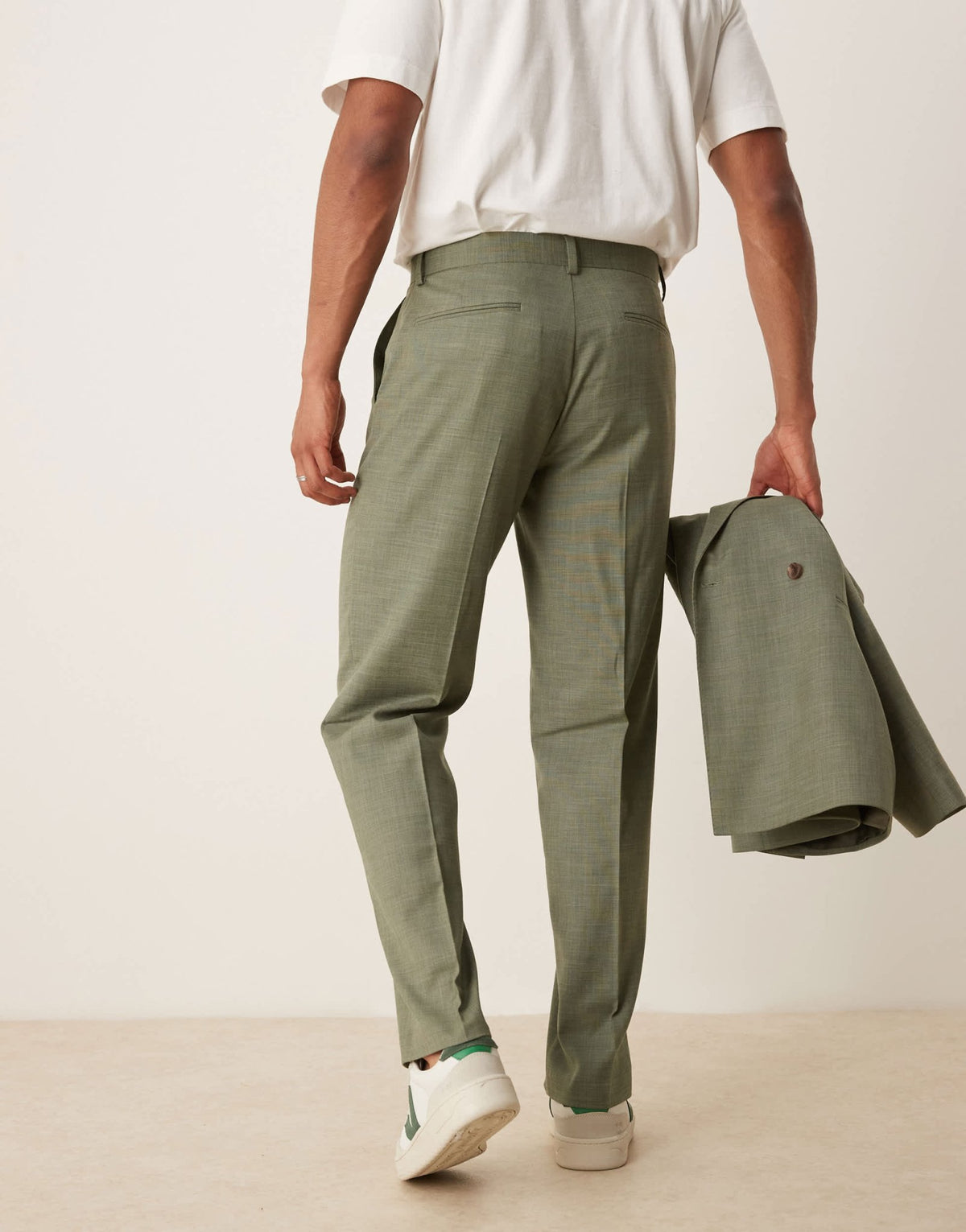 ASOS DESIGN straight leg suit trousers in green melange - ASOS Sample Sale