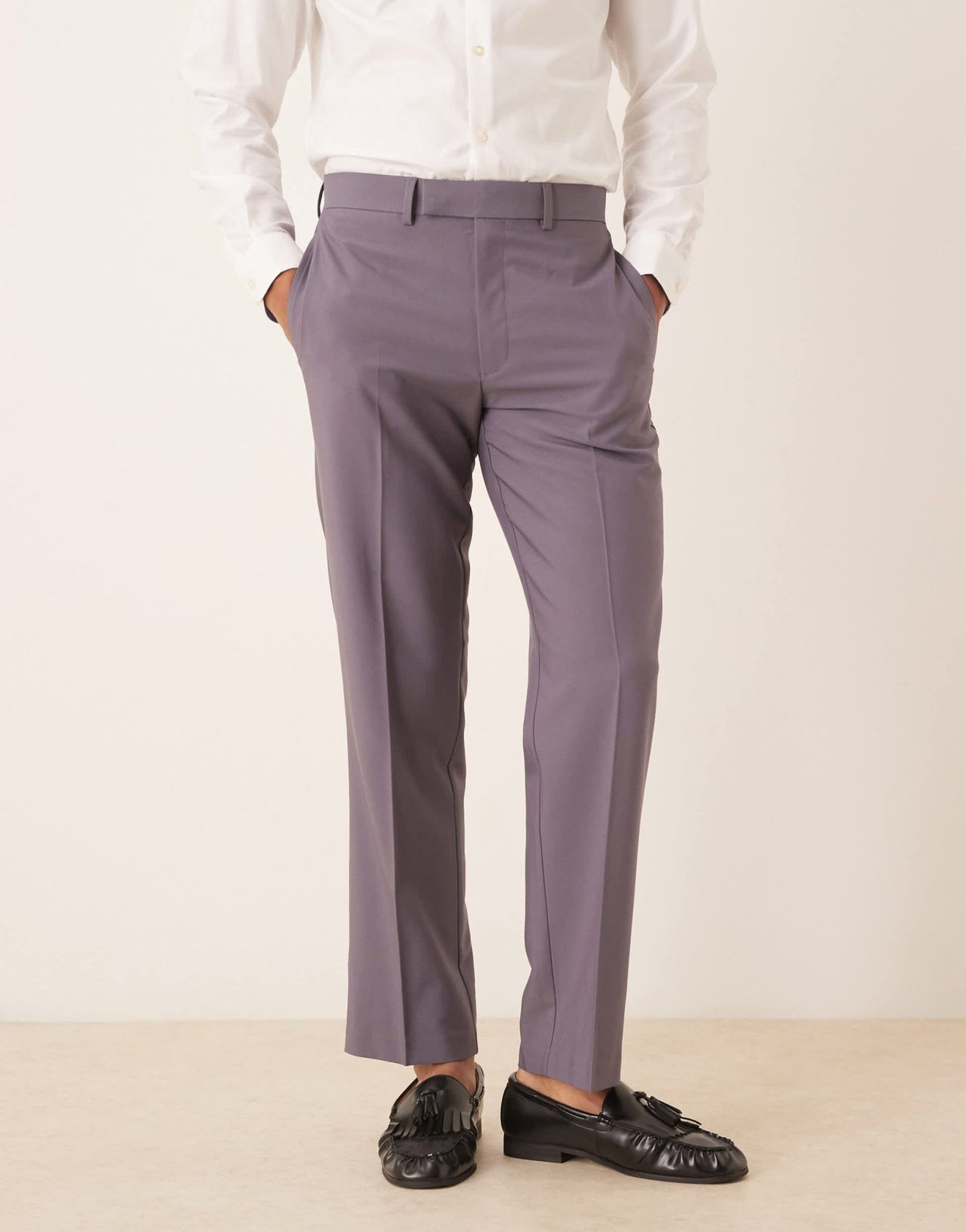 ASOS DESIGN straight leg suit trousers in purple - ASOS Sample Sale